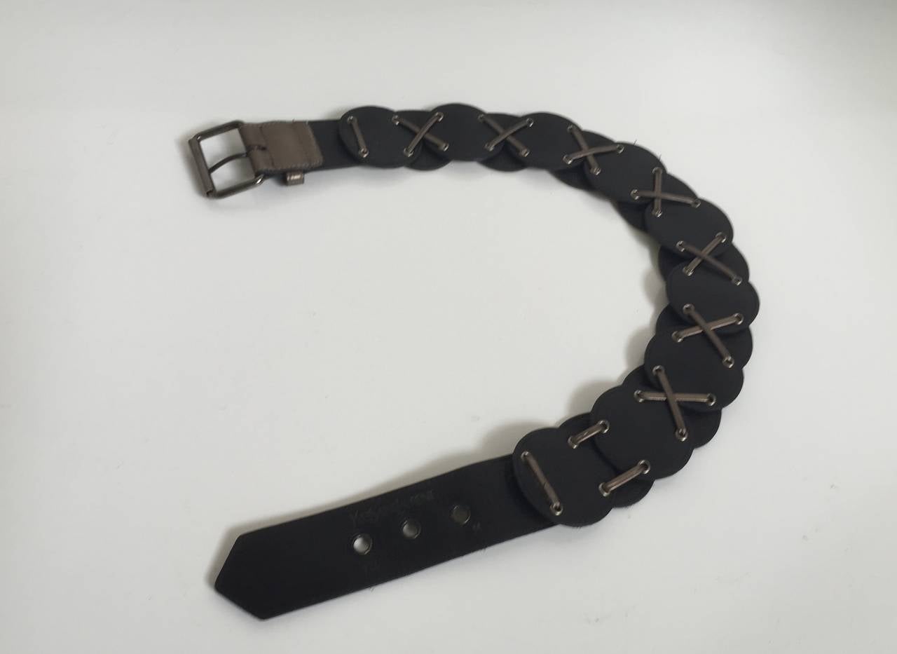 Women's Yves Saint Laurent metallic leather belt, 1980s For Sale