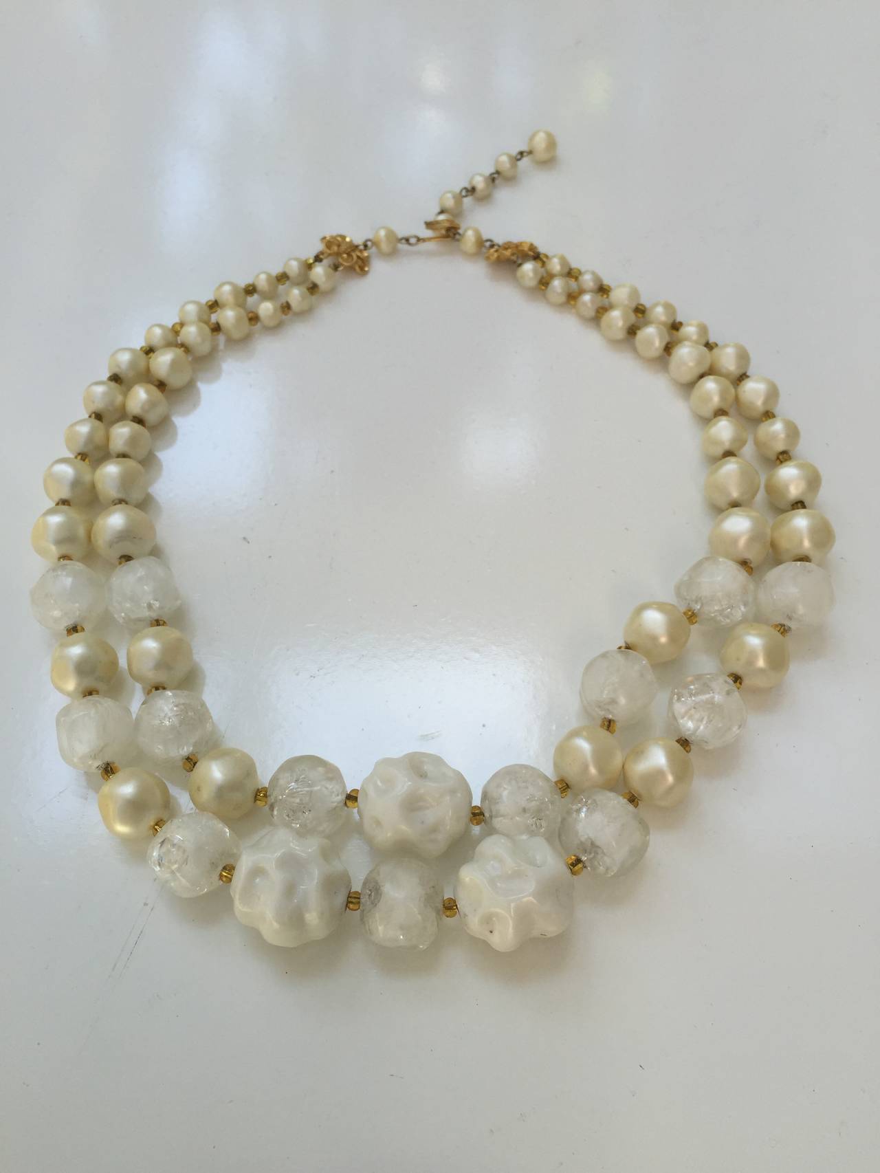 Schiaparelli 60s faux pearl double strand necklace. 5