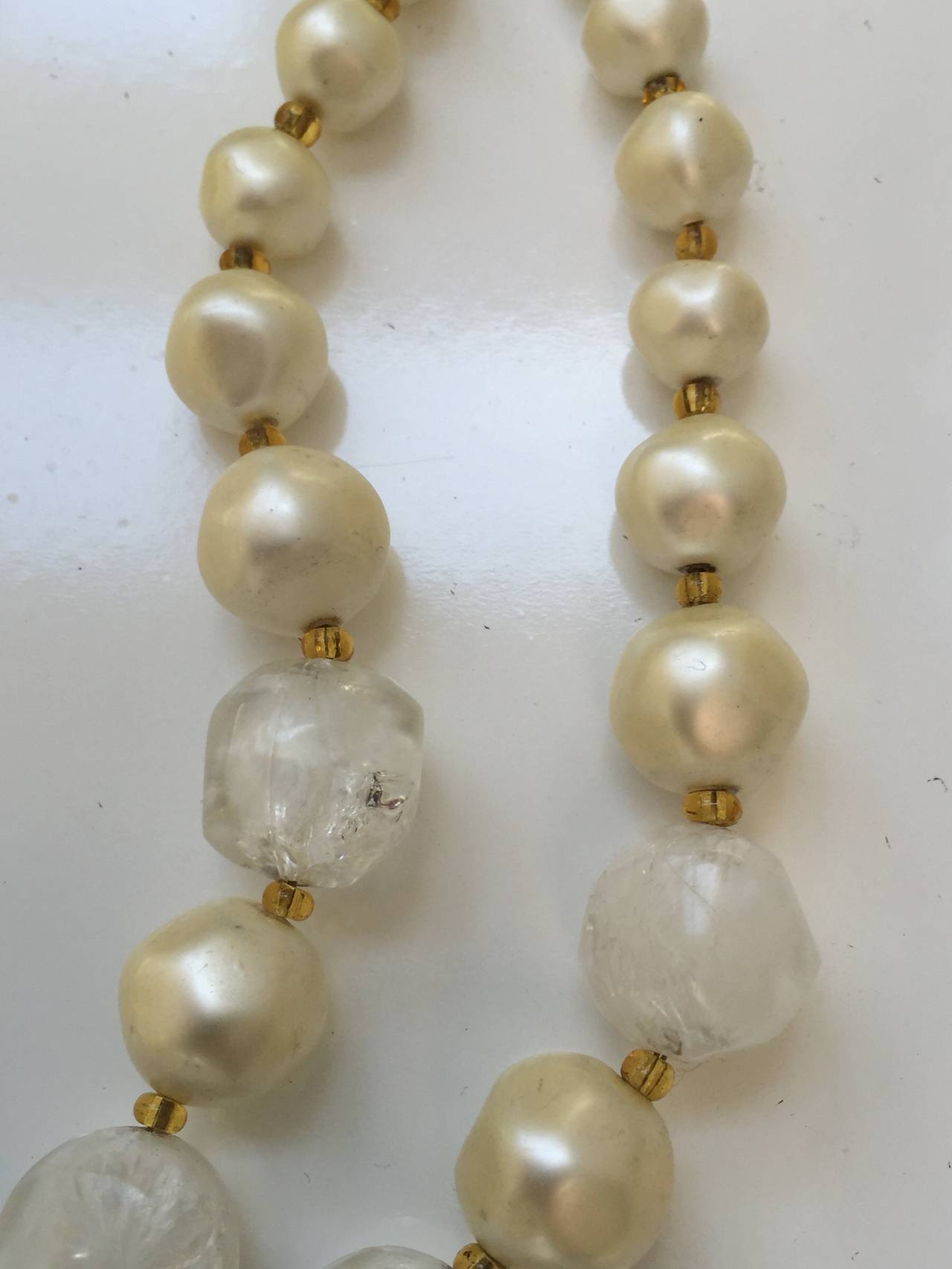 Schiaparelli 60s faux pearl double strand necklace. 1