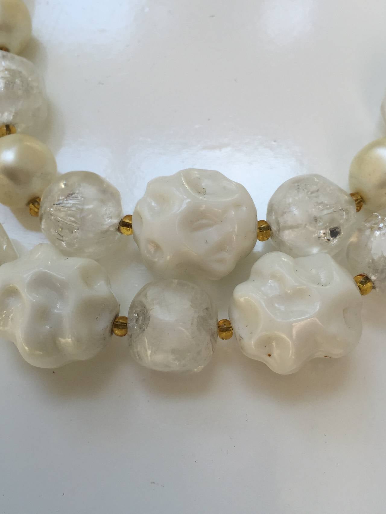 Schiaparelli 60s faux pearl double strand necklace. 2