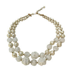 Schiaparelli 60s faux pearl double strand necklace.