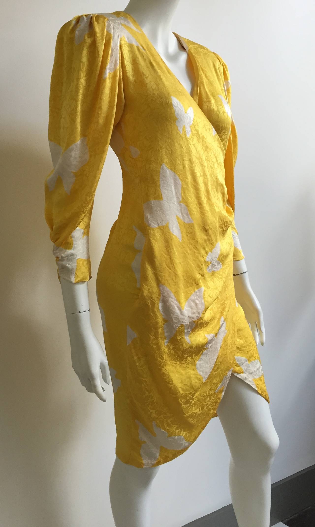 Women's Flora Kung 80s Silk Wrap Dress Size 4.
