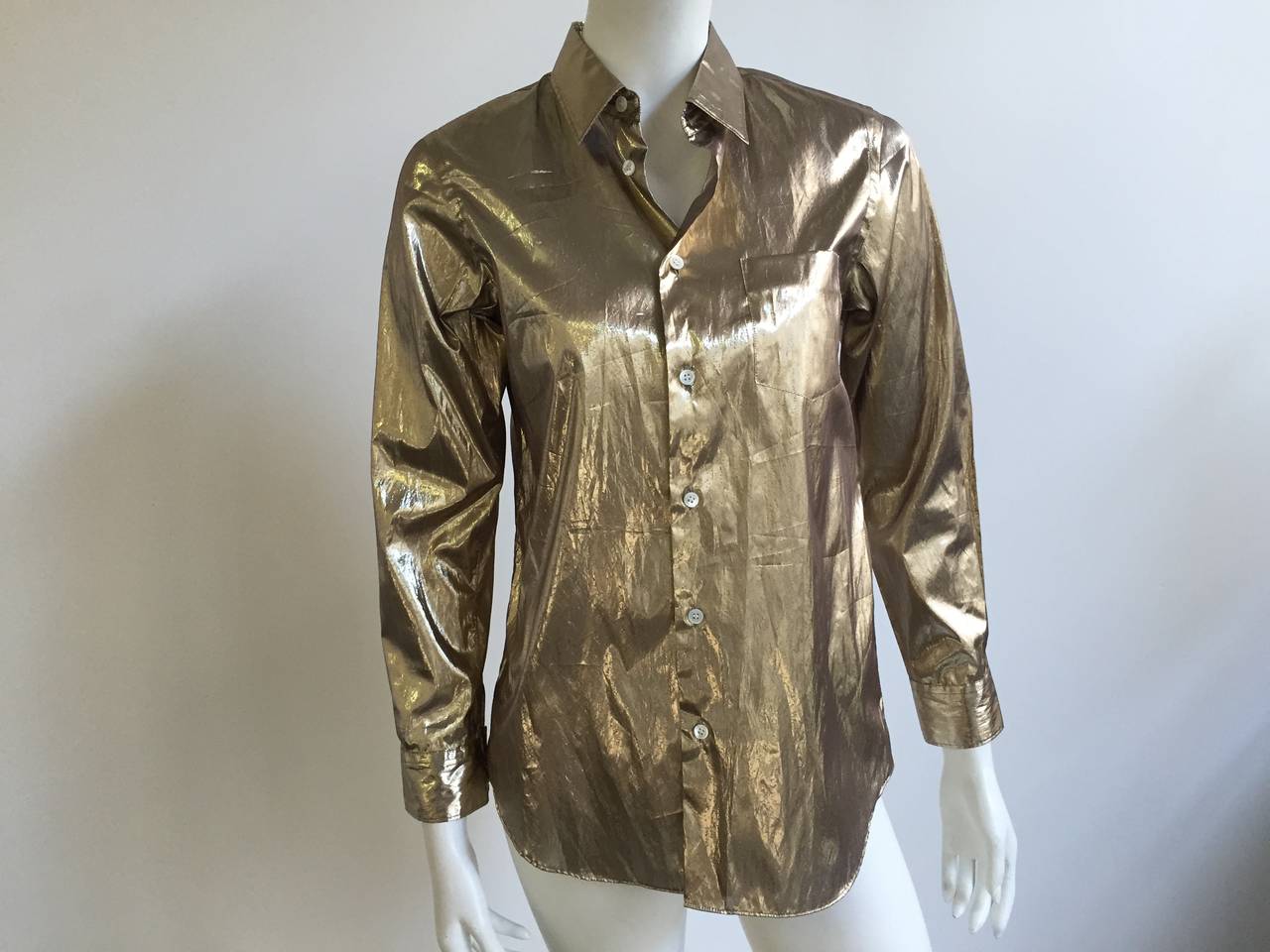Junya Watanabe for Comme des Garçons gold lame blouse size medium is made in Japan. 
Measurements are:
36