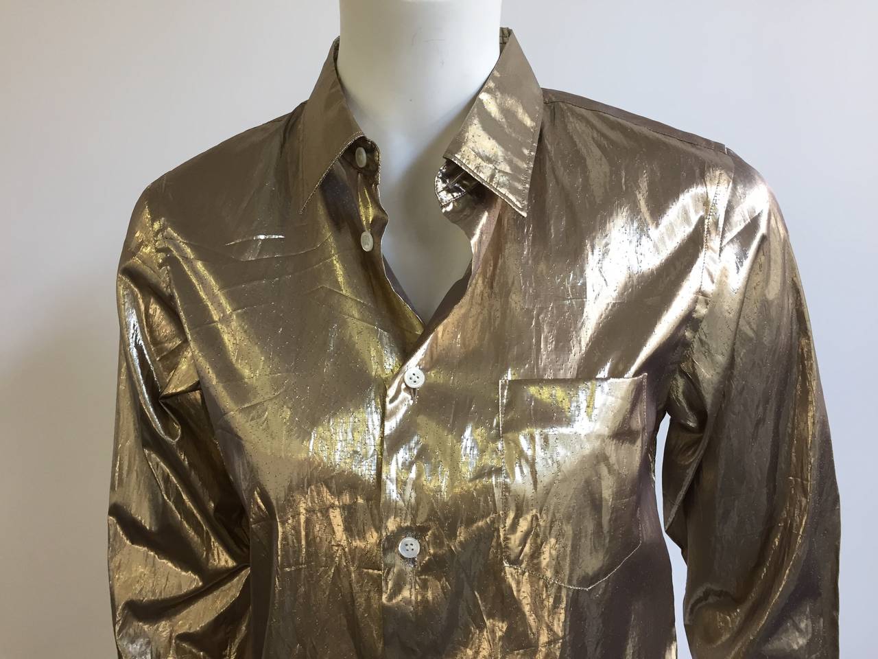 Junya Watanabe Comme des Garçons gold lame blouse size medium. In Excellent Condition In Atlanta, GA