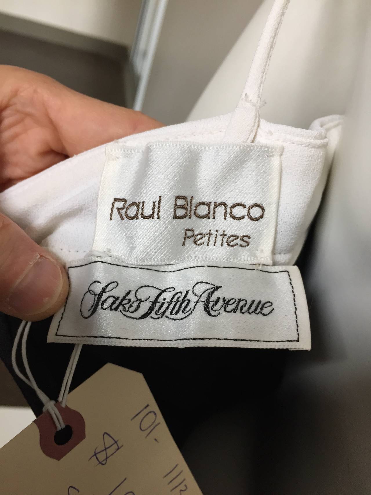 Raul Blanco for Saks 1980s Black and White Peplum Jumpsuit Size 8. For Sale 1