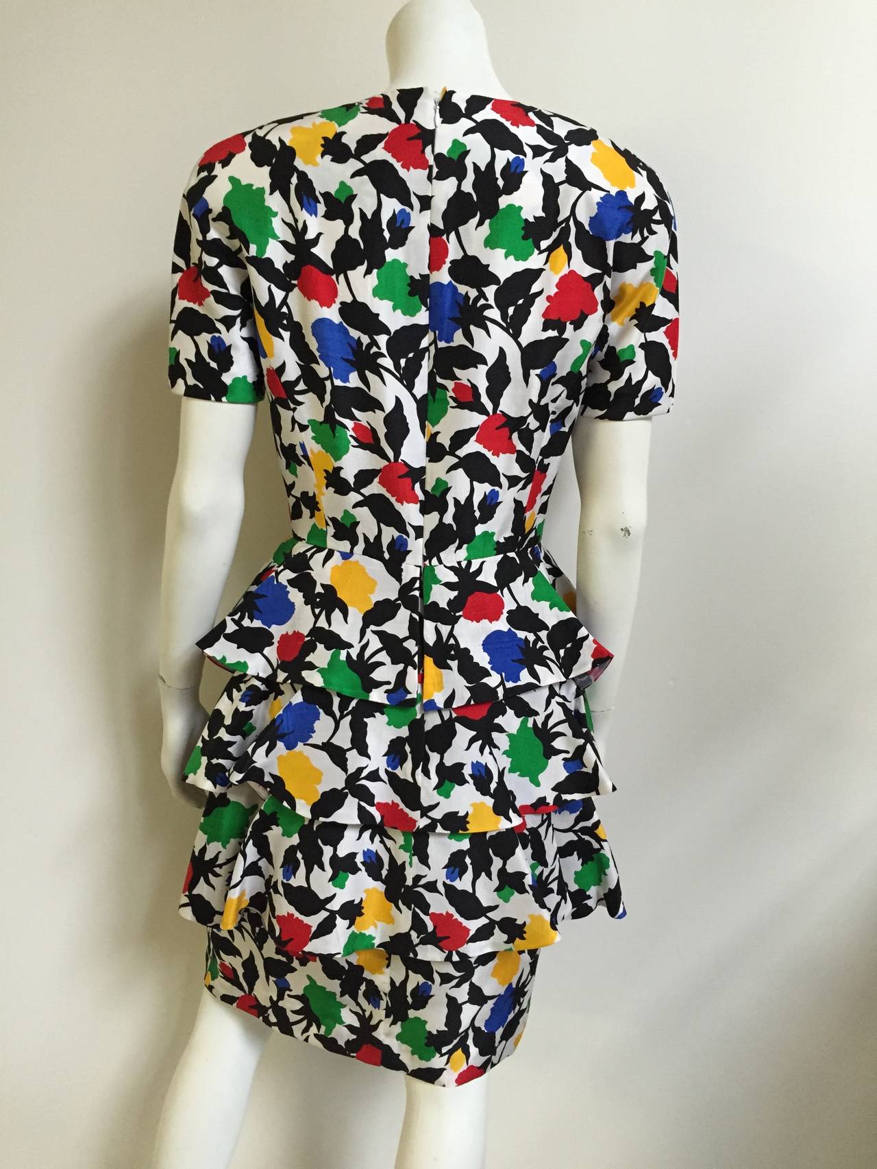 Arnold Scaasi Floral Silk Dress  For Sale 1