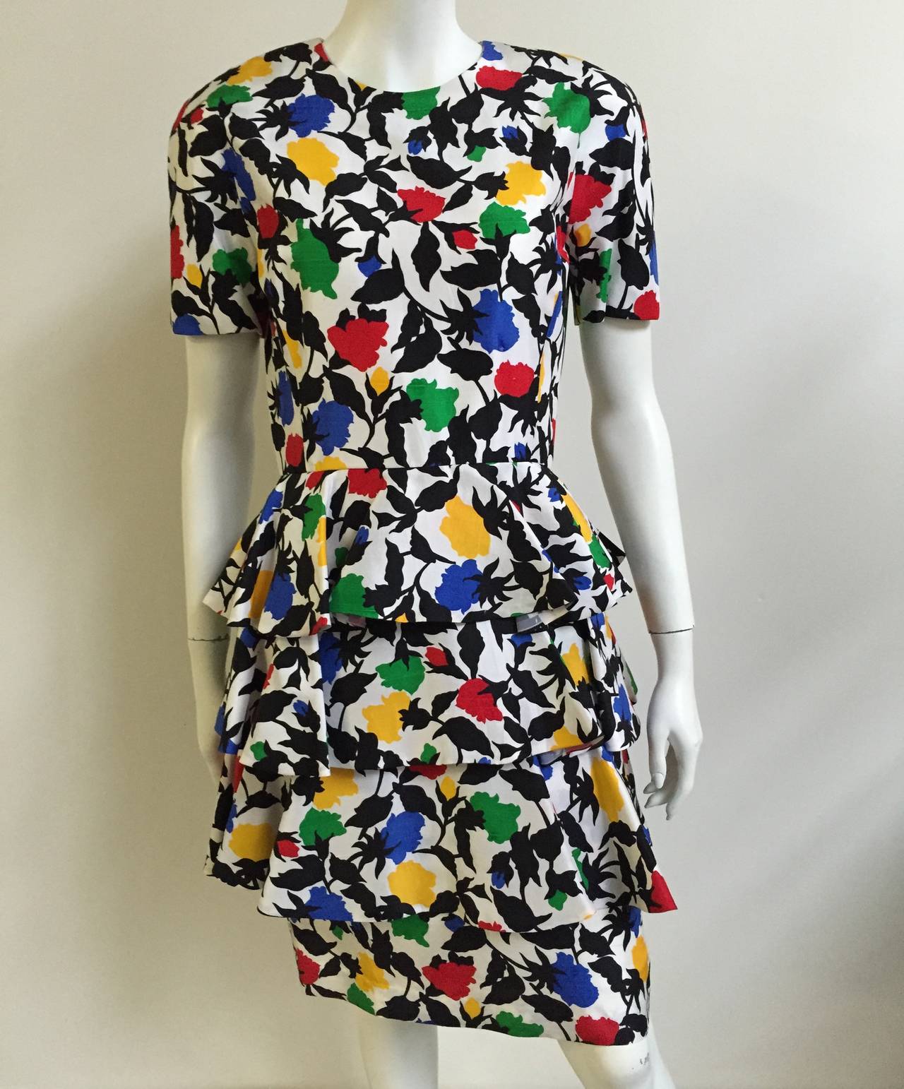 Arnold Scaasi Floral Silk Dress  For Sale 4