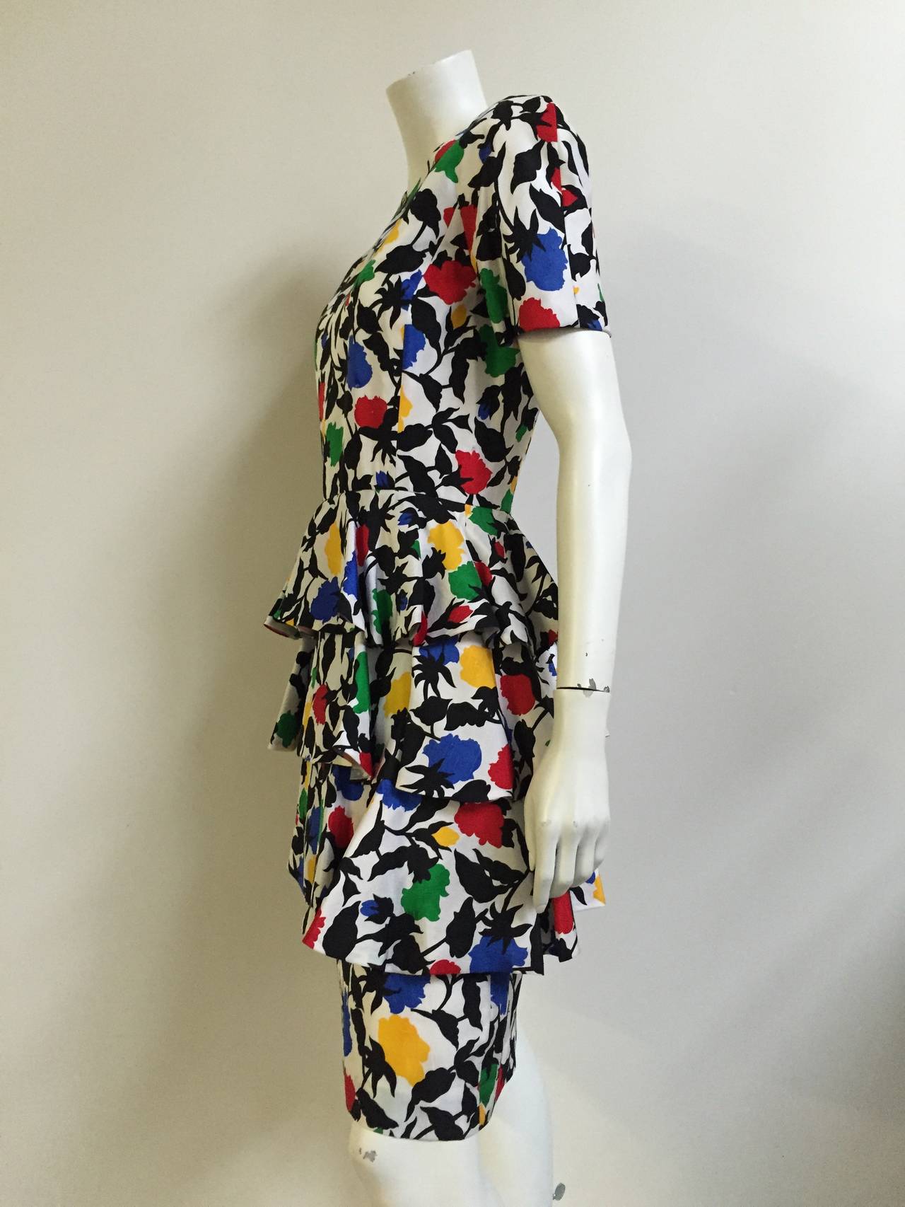 Scaasi 80s Silk Dress Size 6. For Sale at 1stdibs