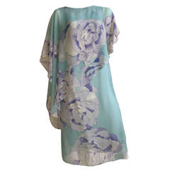 Hanae Mori 80s Asian camellia layered dress size 6.