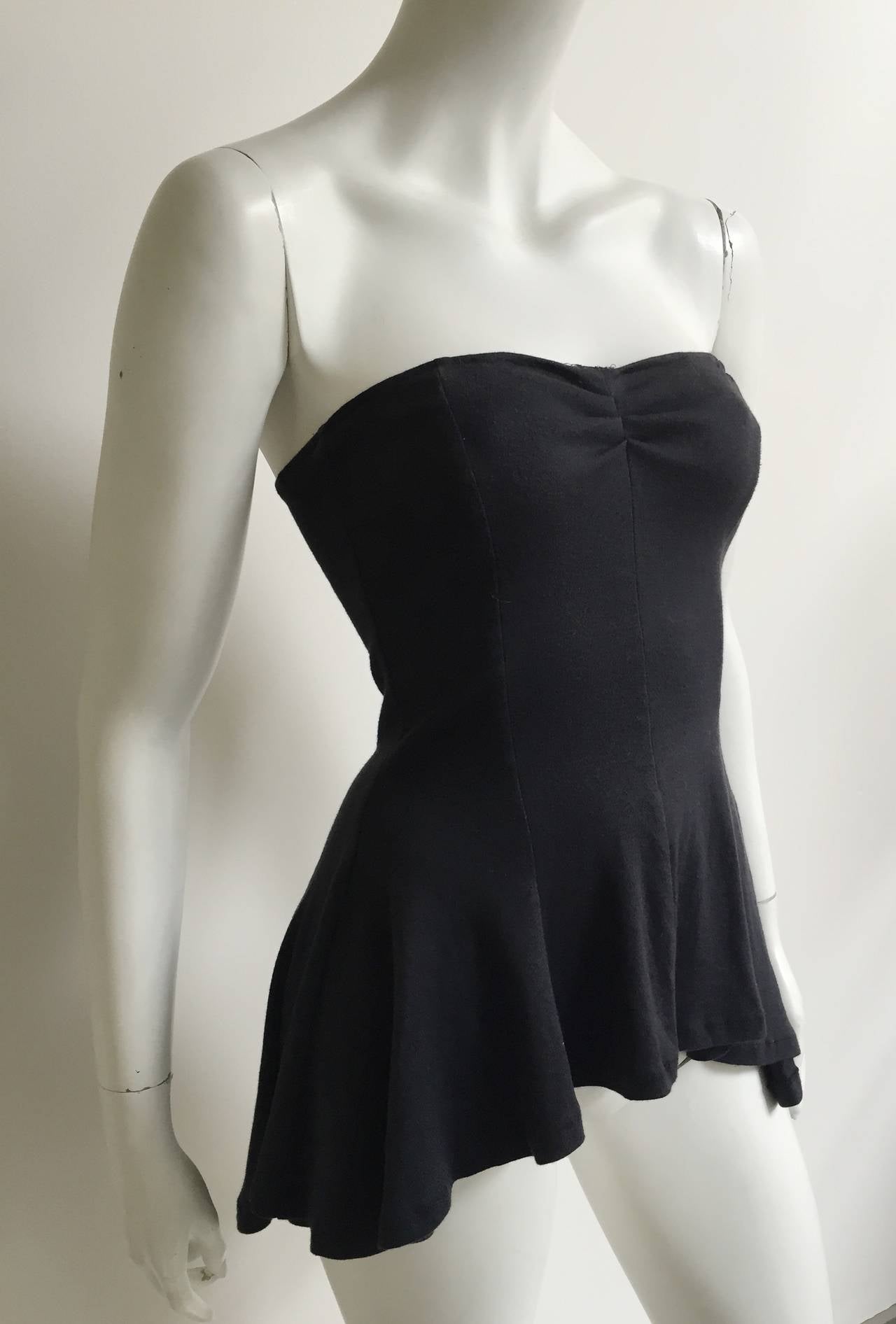 Norma Kamali Black Cotton Strapless Top Size Small. For Sale 4