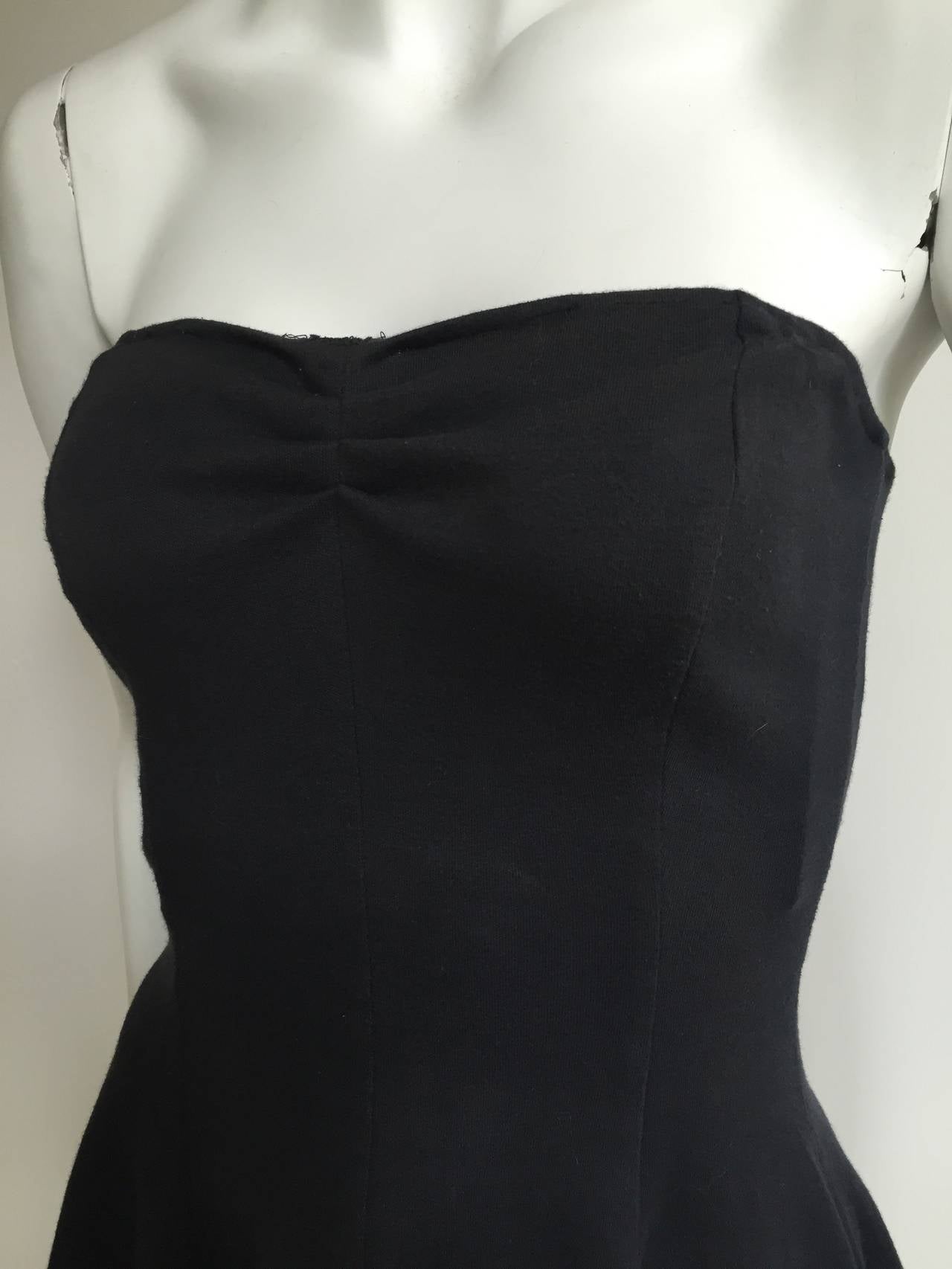 Norma Kamali 80s black cotton strapless top size small. For Sale at 1stdibs
