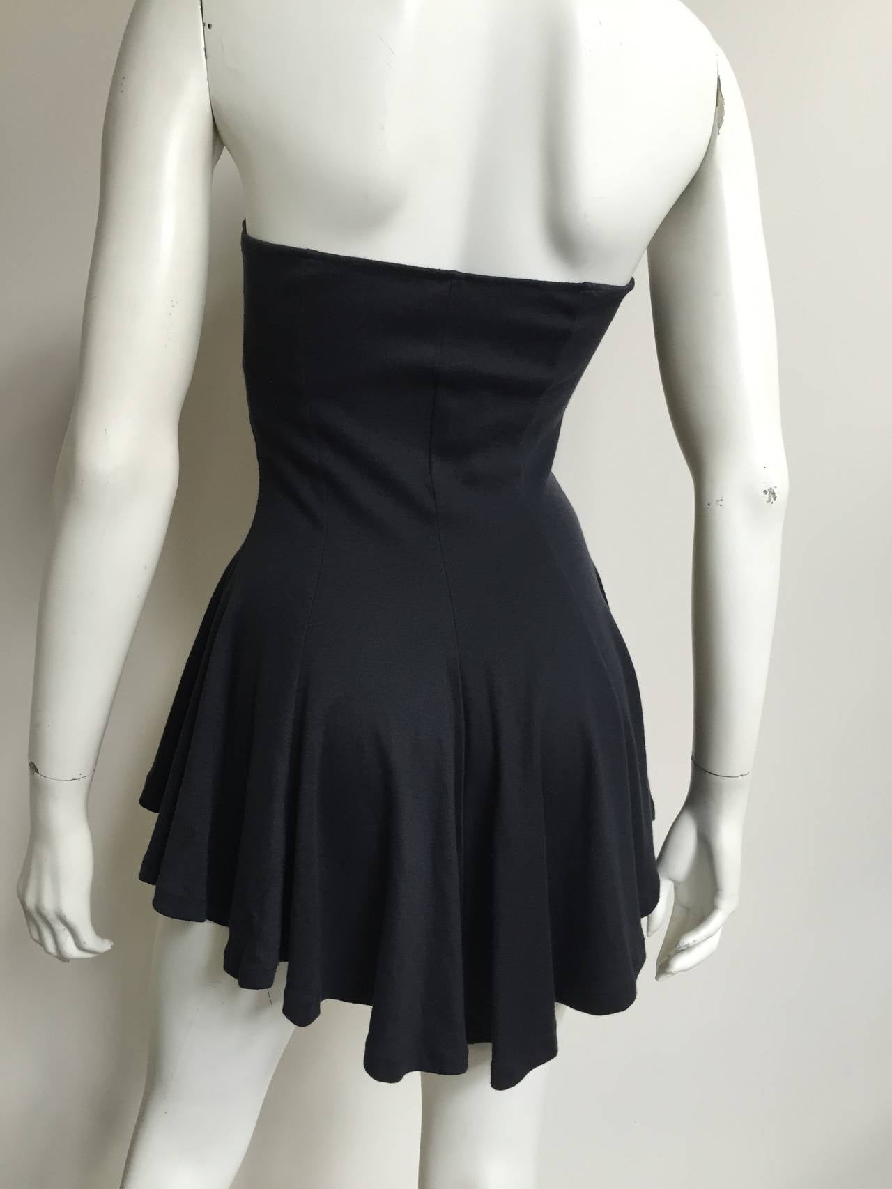 Norma Kamali Black Cotton Strapless Top Size Small. For Sale 1
