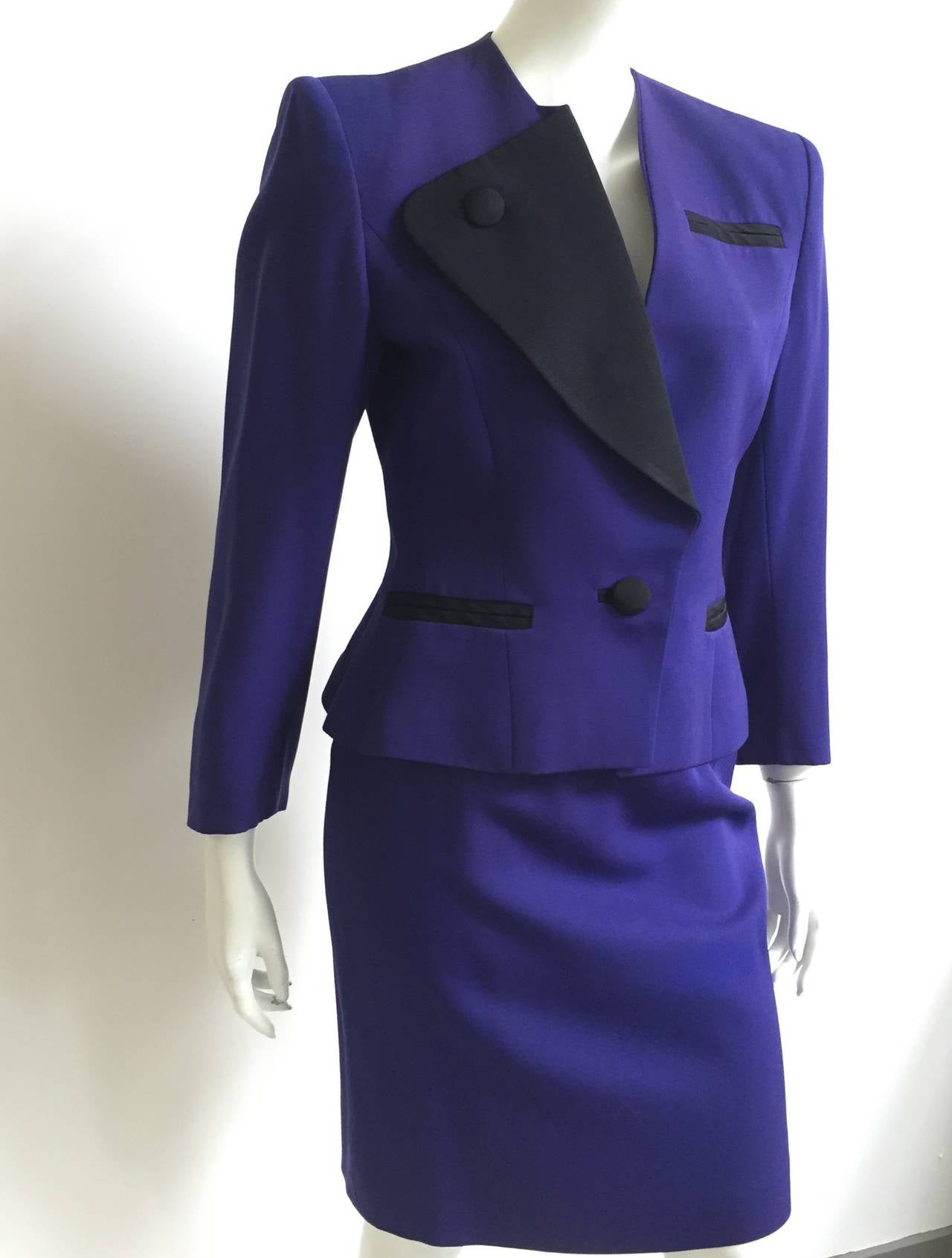 Purple Guy Laroche 80s skirt suit size 4.