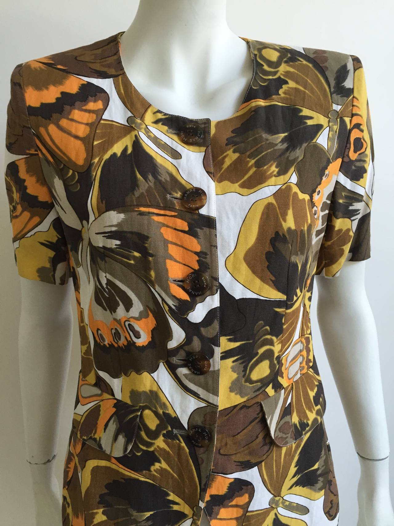 Hanae Mori Paris Linen Asian Butterfly Jacket size 8. Never Worn.