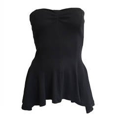 Norma Kamali Black Cotton Strapless Top Size Small.