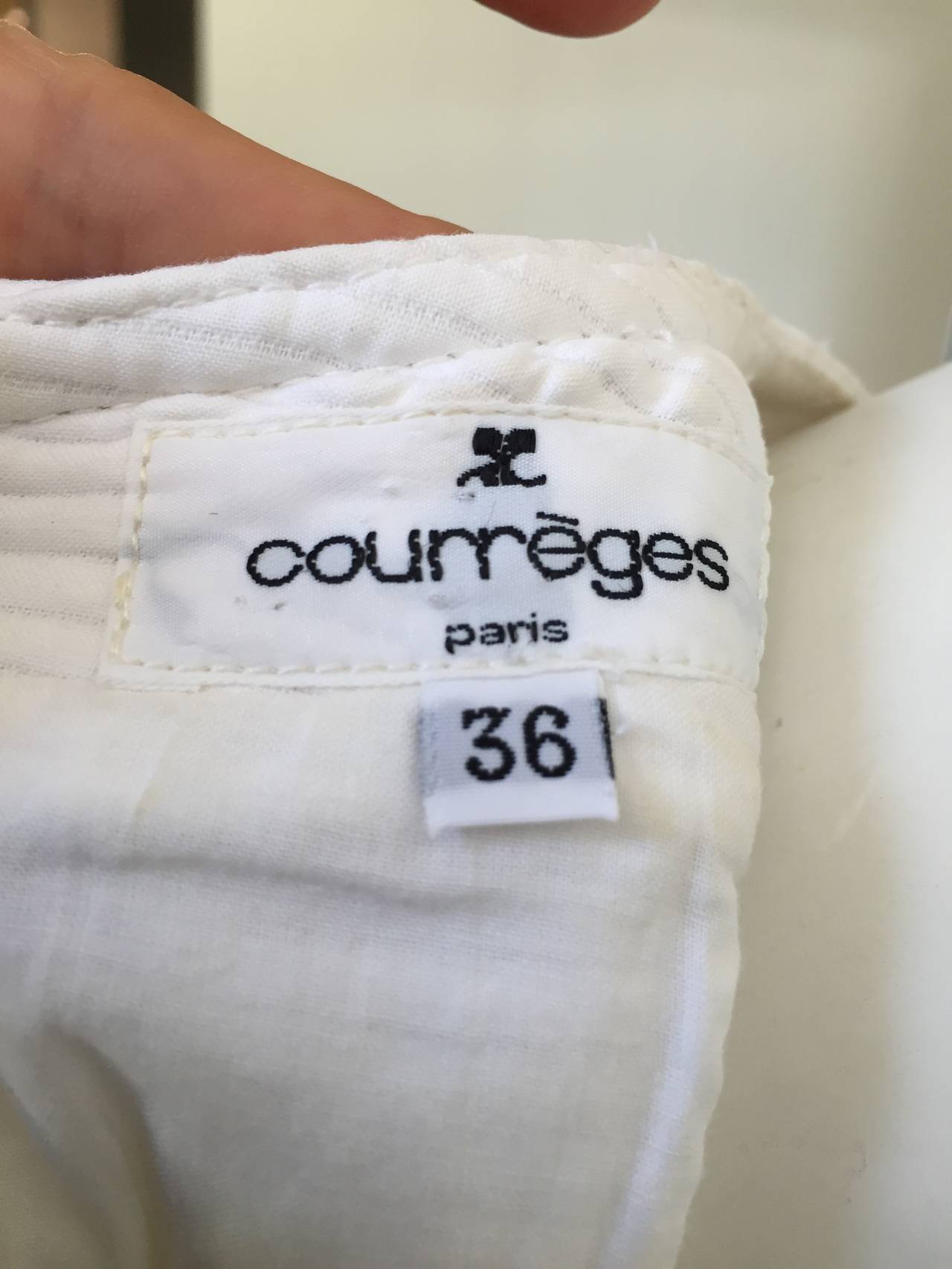 Courreges White Cotton Dress with Belt Size 6. For Sale 5