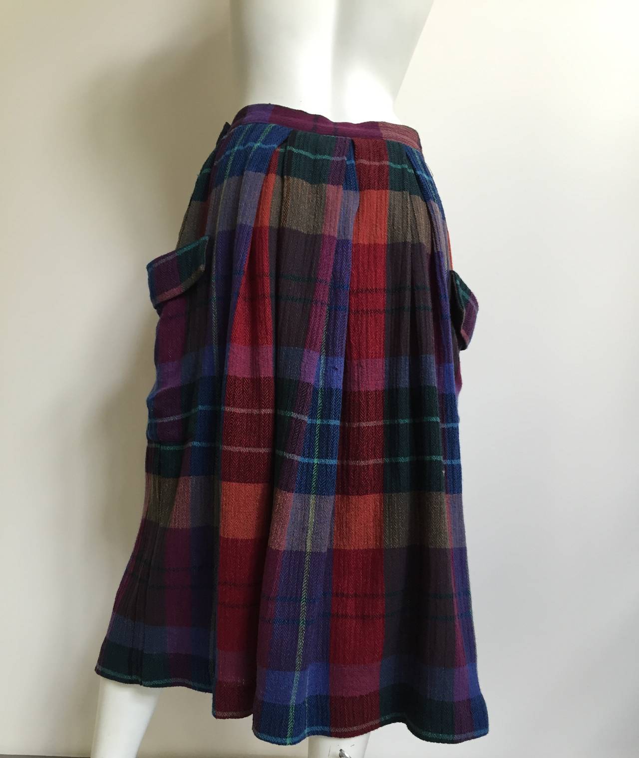 Mary McFadden Plaid Skirt with Side Pockets, 1980s   For Sale 1