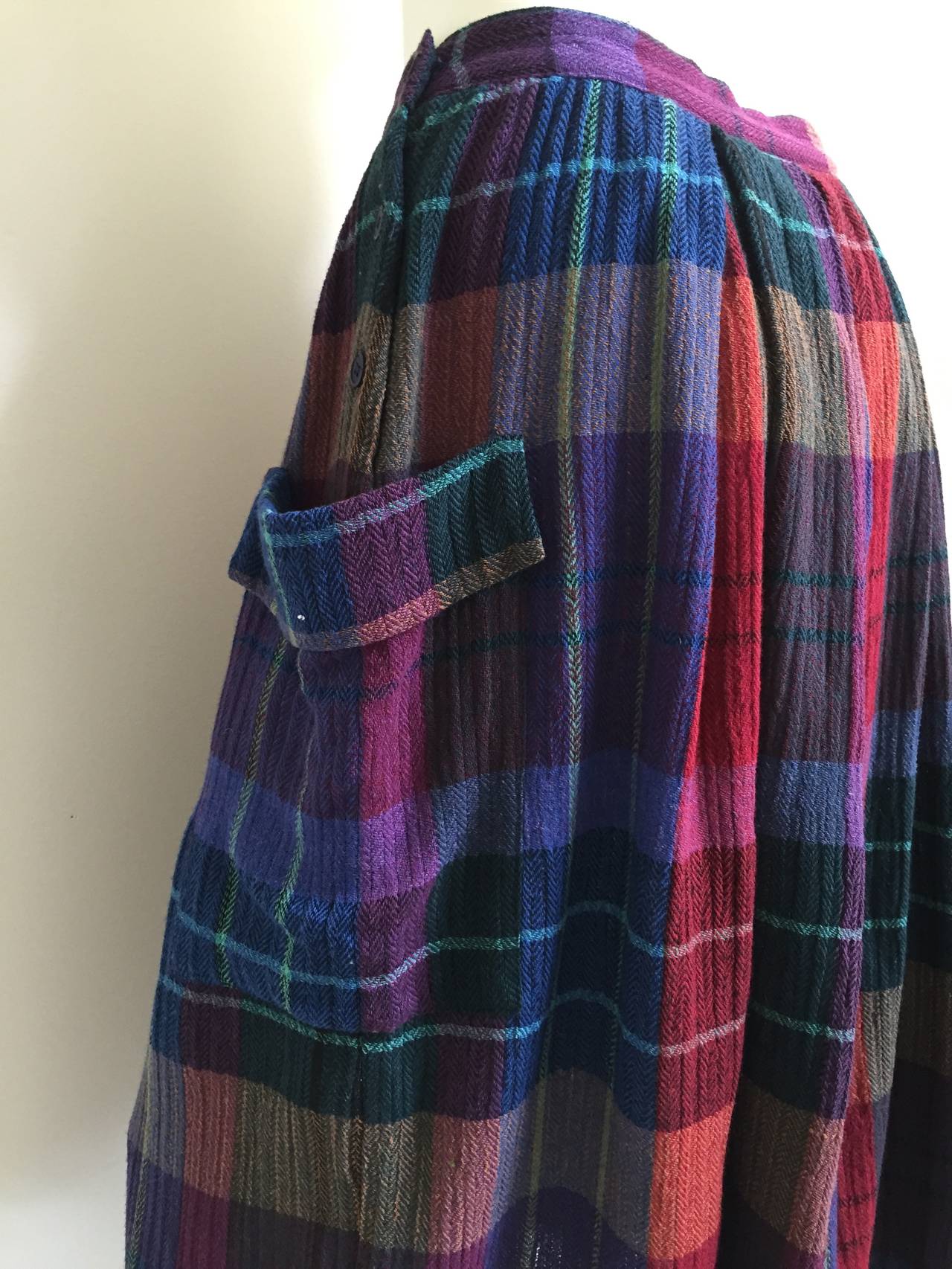 Mary McFadden Plaid Skirt with Side Pockets, 1980s   For Sale 2