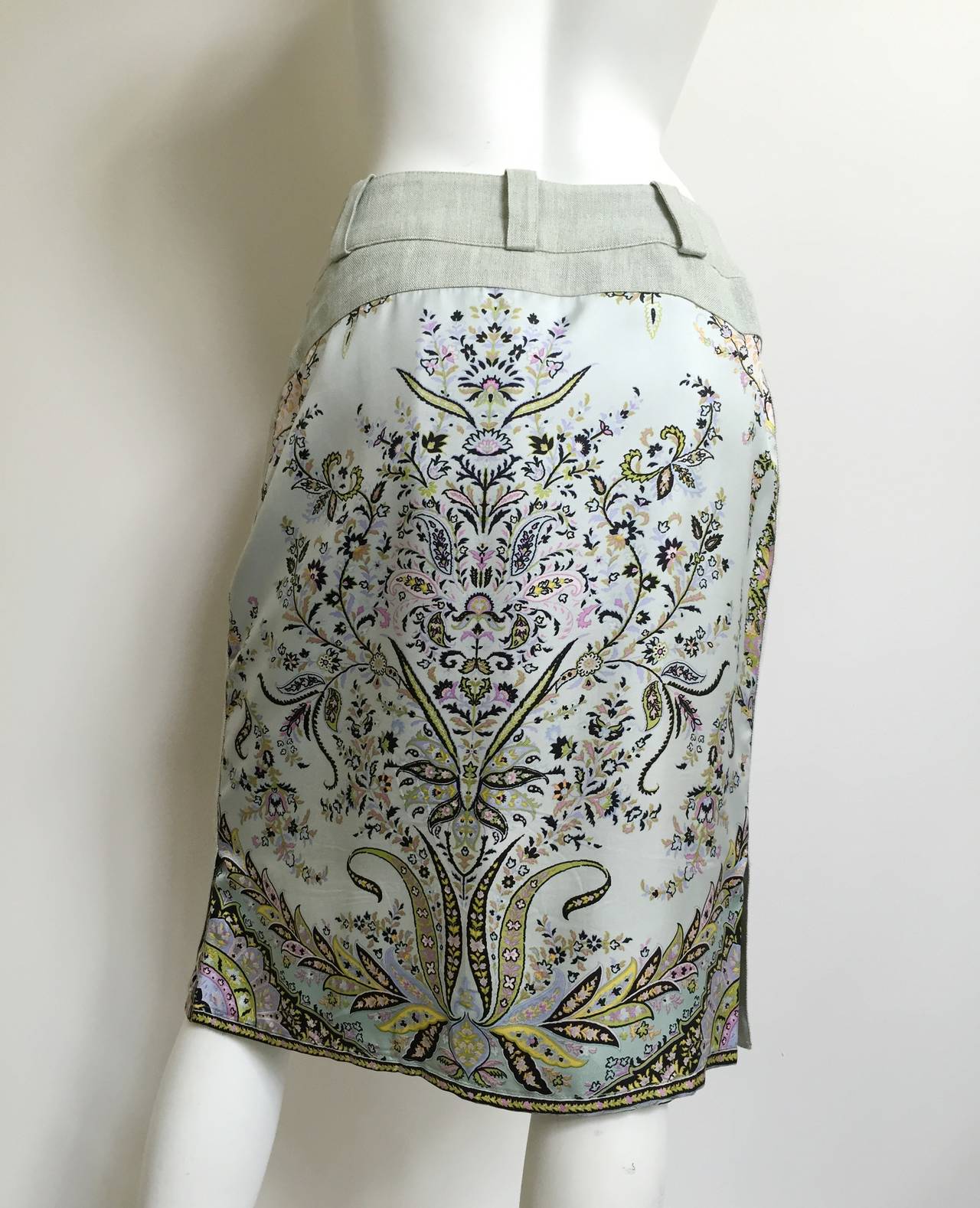 Etro Silk and Linen Skirt with Pockets  For Sale 2