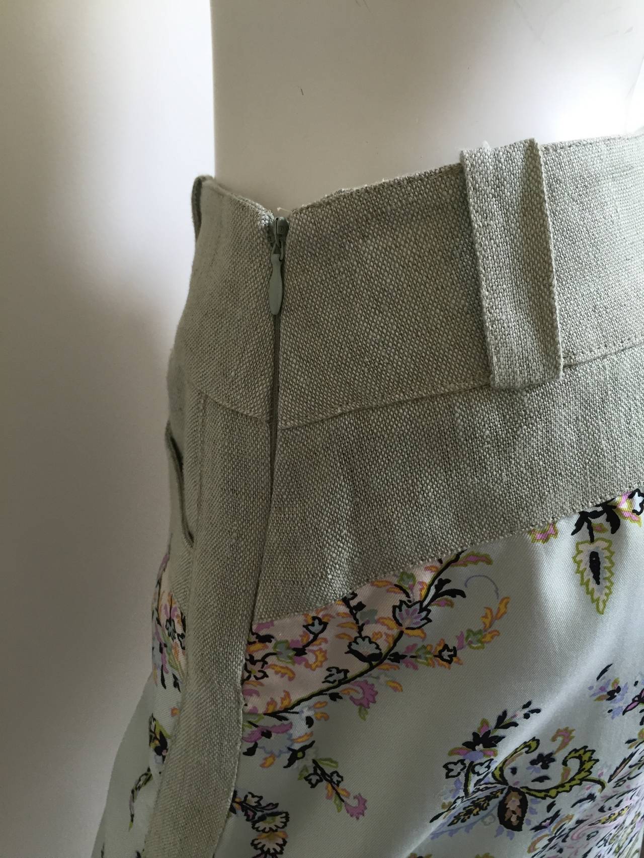 Gray Etro Silk and Linen Skirt with Pockets  For Sale