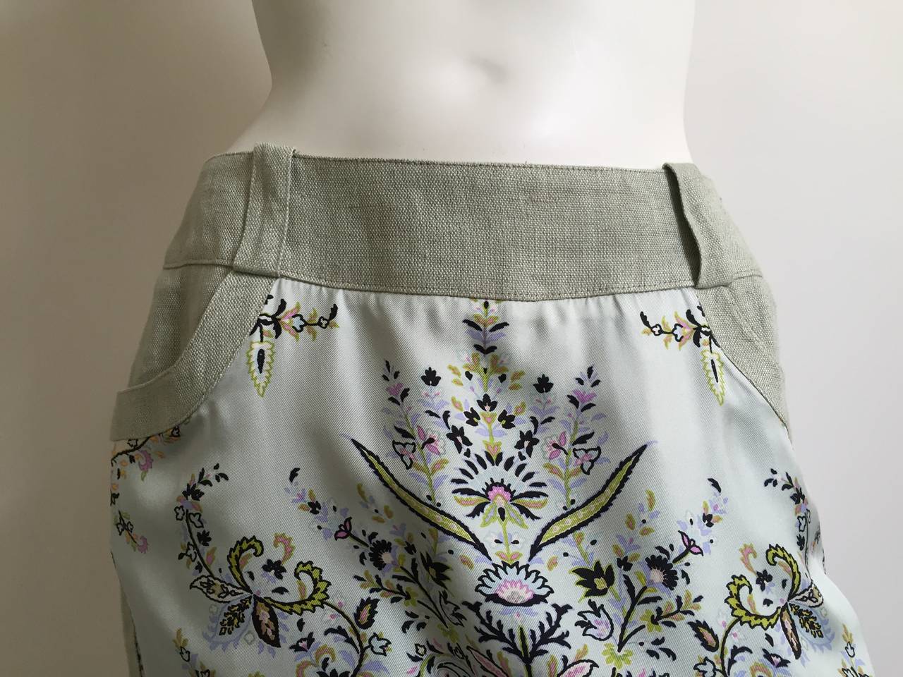 Women's Etro Silk and Linen Skirt with Pockets  For Sale