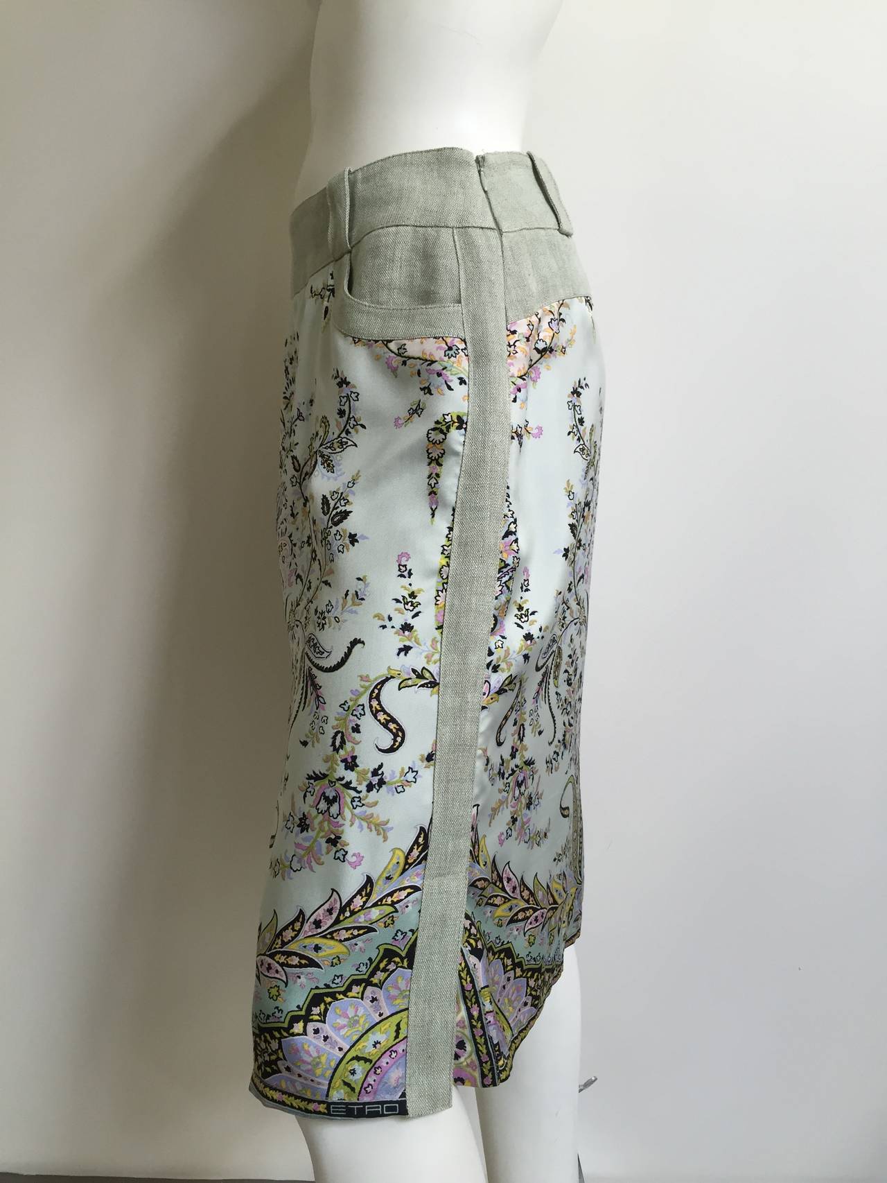 Etro Silk and Linen Skirt with Pockets  For Sale 1