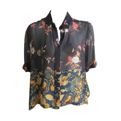 Dries Van Noten Asian floral silk blouse size 8 / 42.