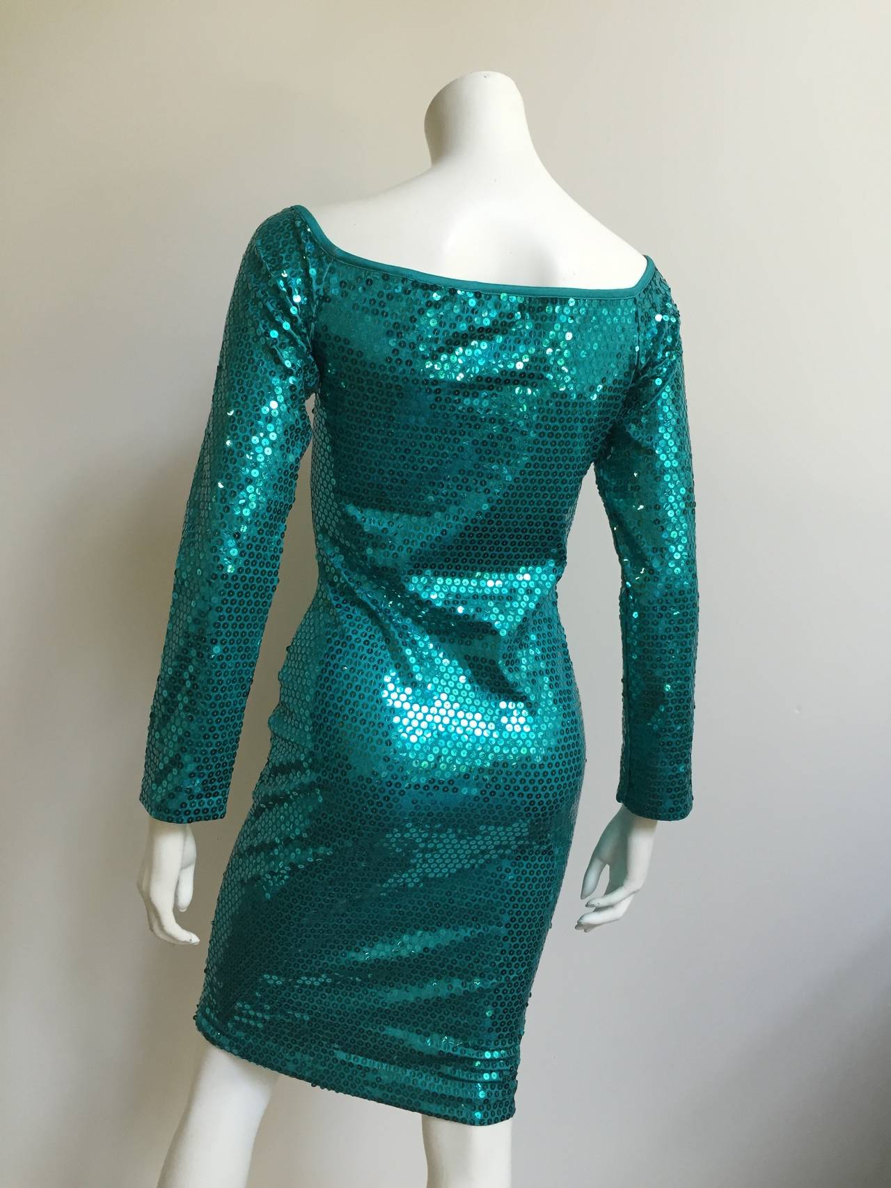 Blue Patrick Kelly Paris Sequin Evening dress Size 4. For Sale