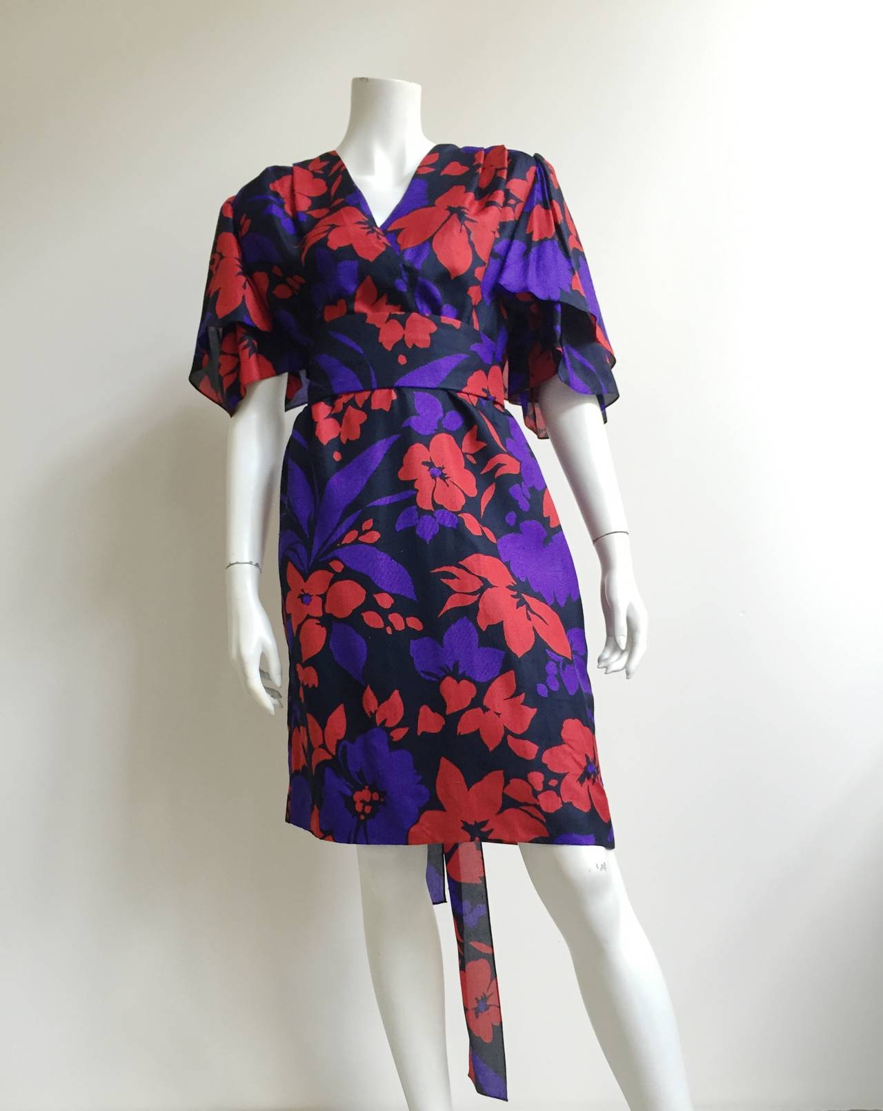 Givenchy 80s flower dress with sash belt size 12. 6