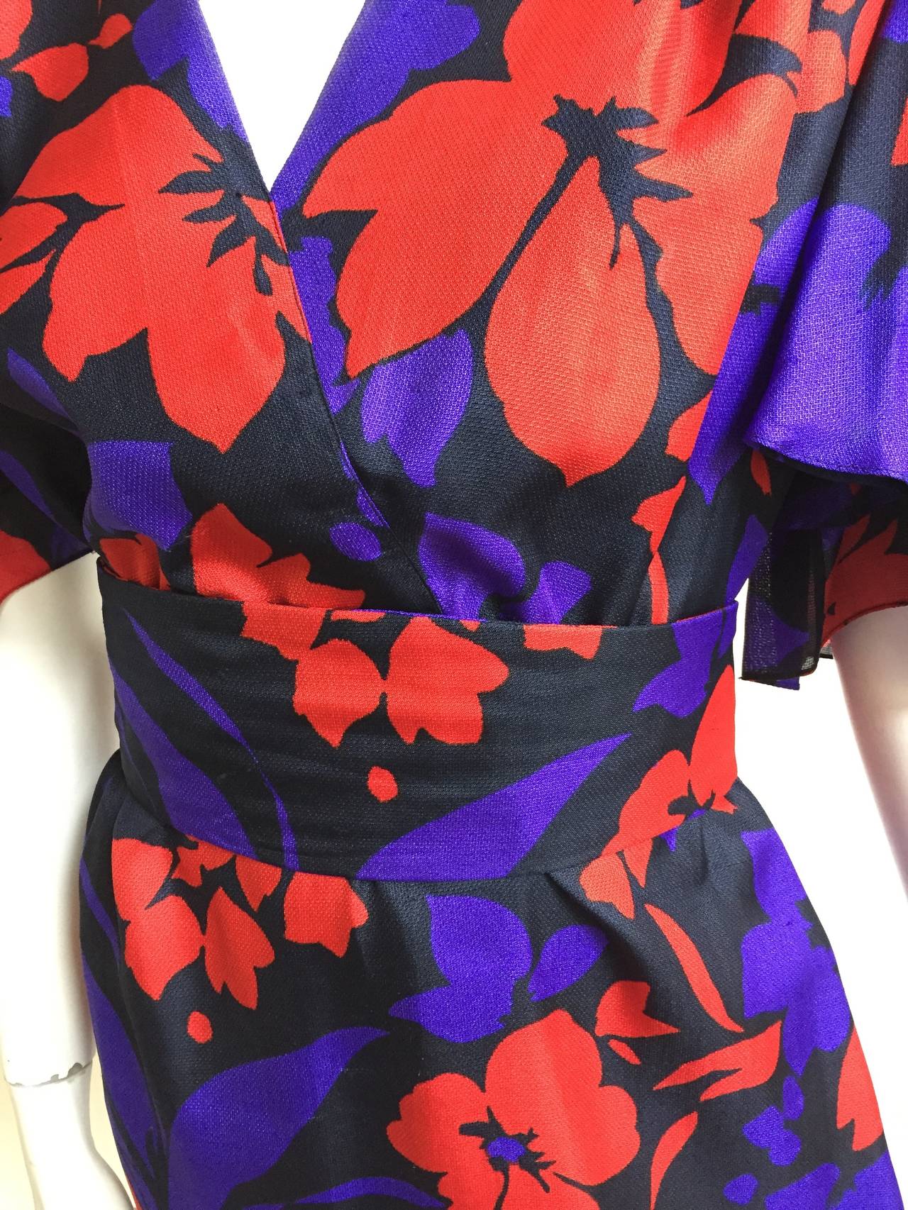 Women's Givenchy 80s flower dress with sash belt size 12.