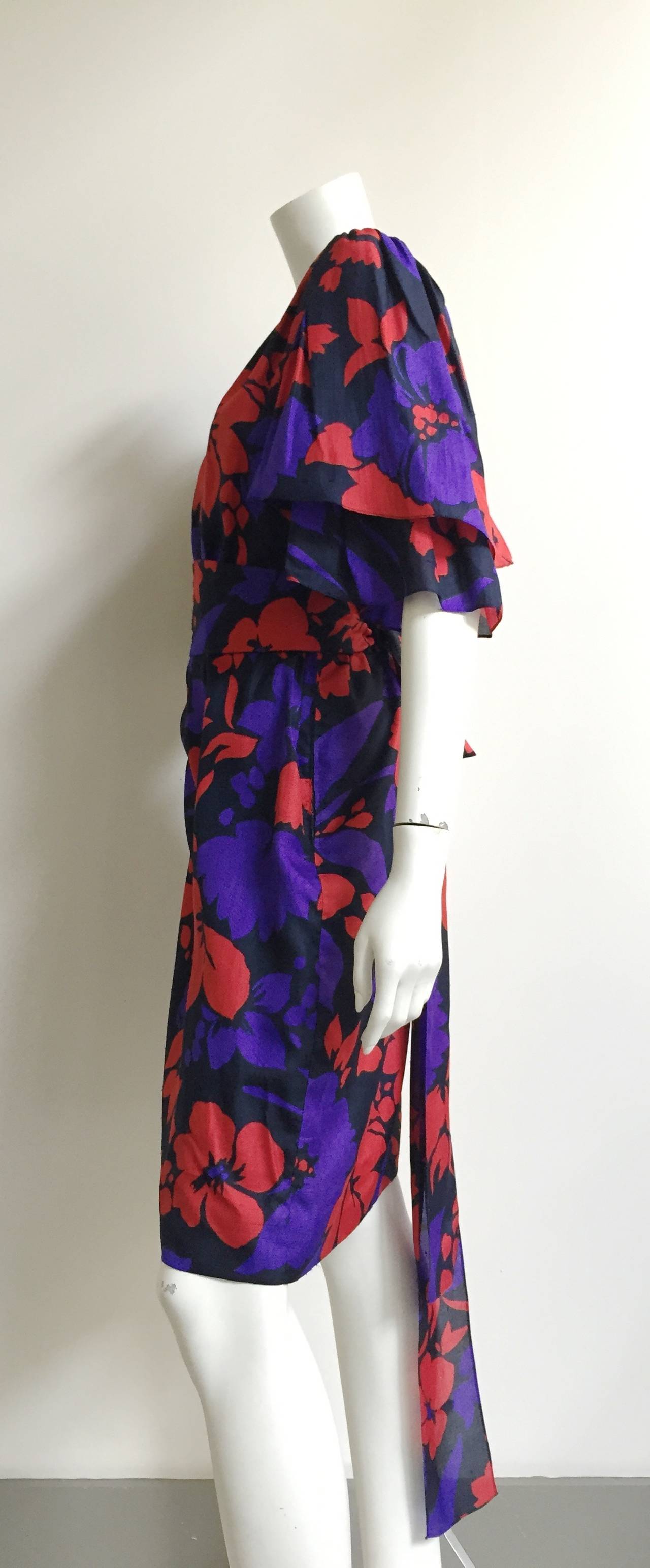 Givenchy 80s flower dress with sash belt size 12. 1