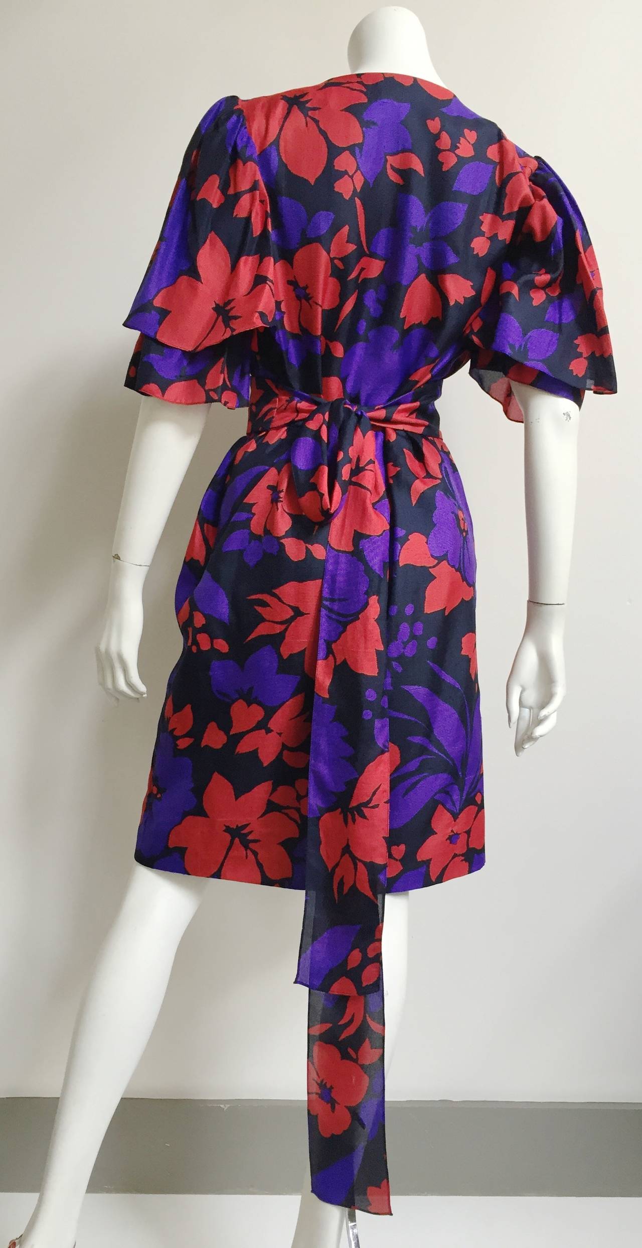 Givenchy 80s flower dress with sash belt size 12. 2