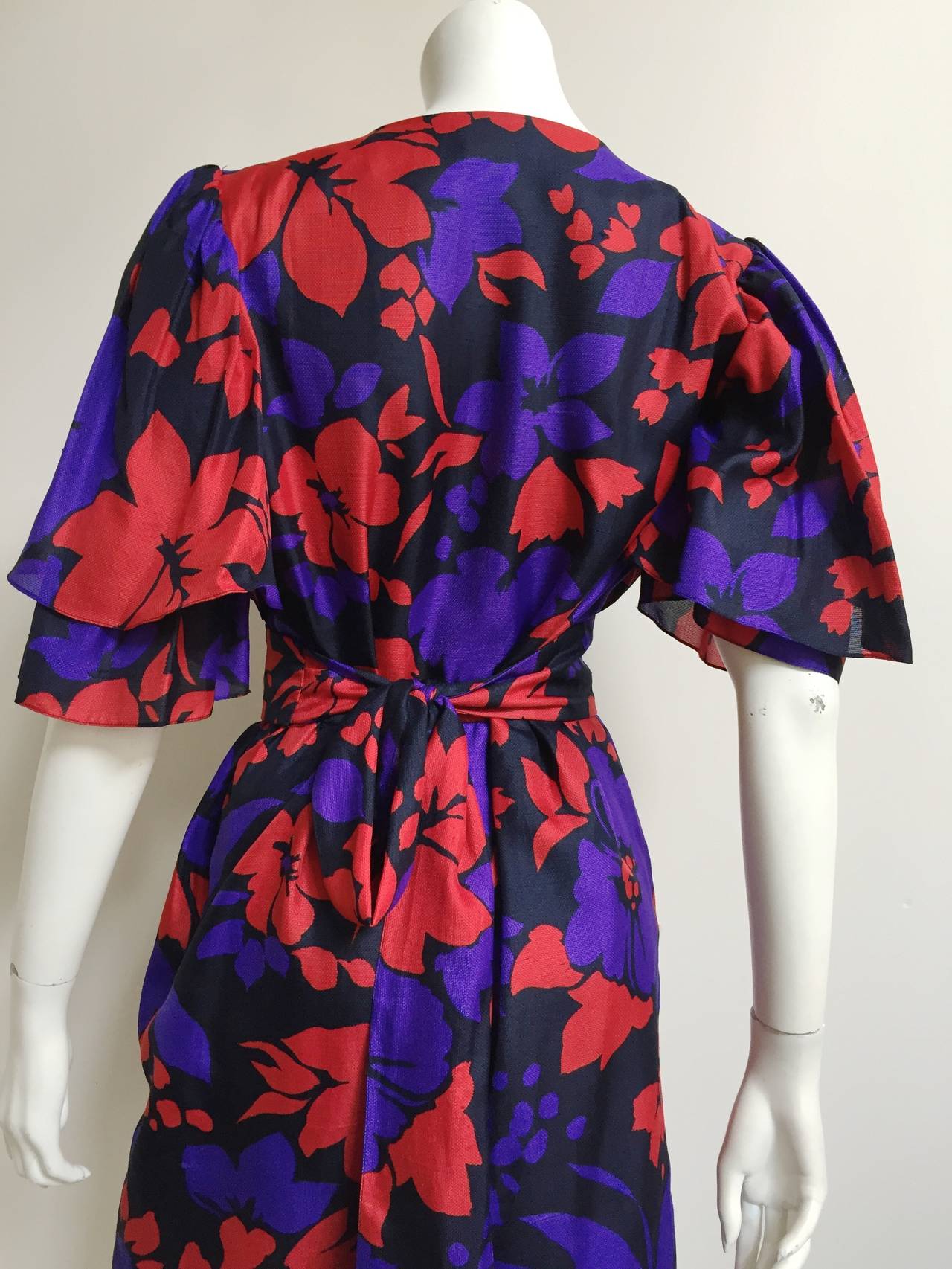 Givenchy 80s flower dress with sash belt size 12. 3