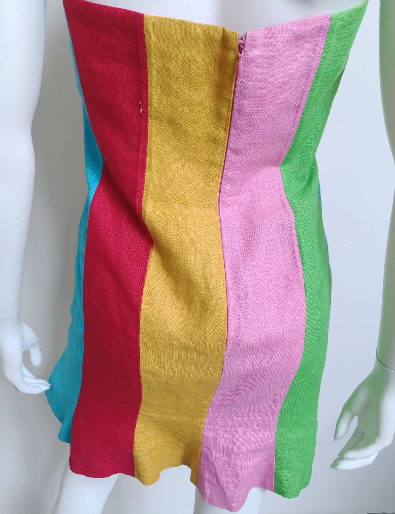 Gemma Kahng 90s striped linen dress size 8. 3