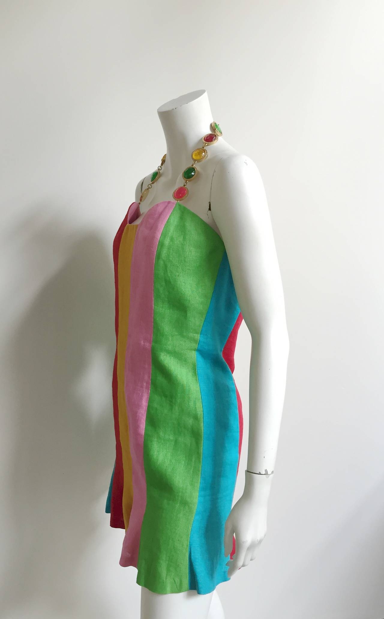 Women's Gemma Kahng 90s striped linen dress size 8.