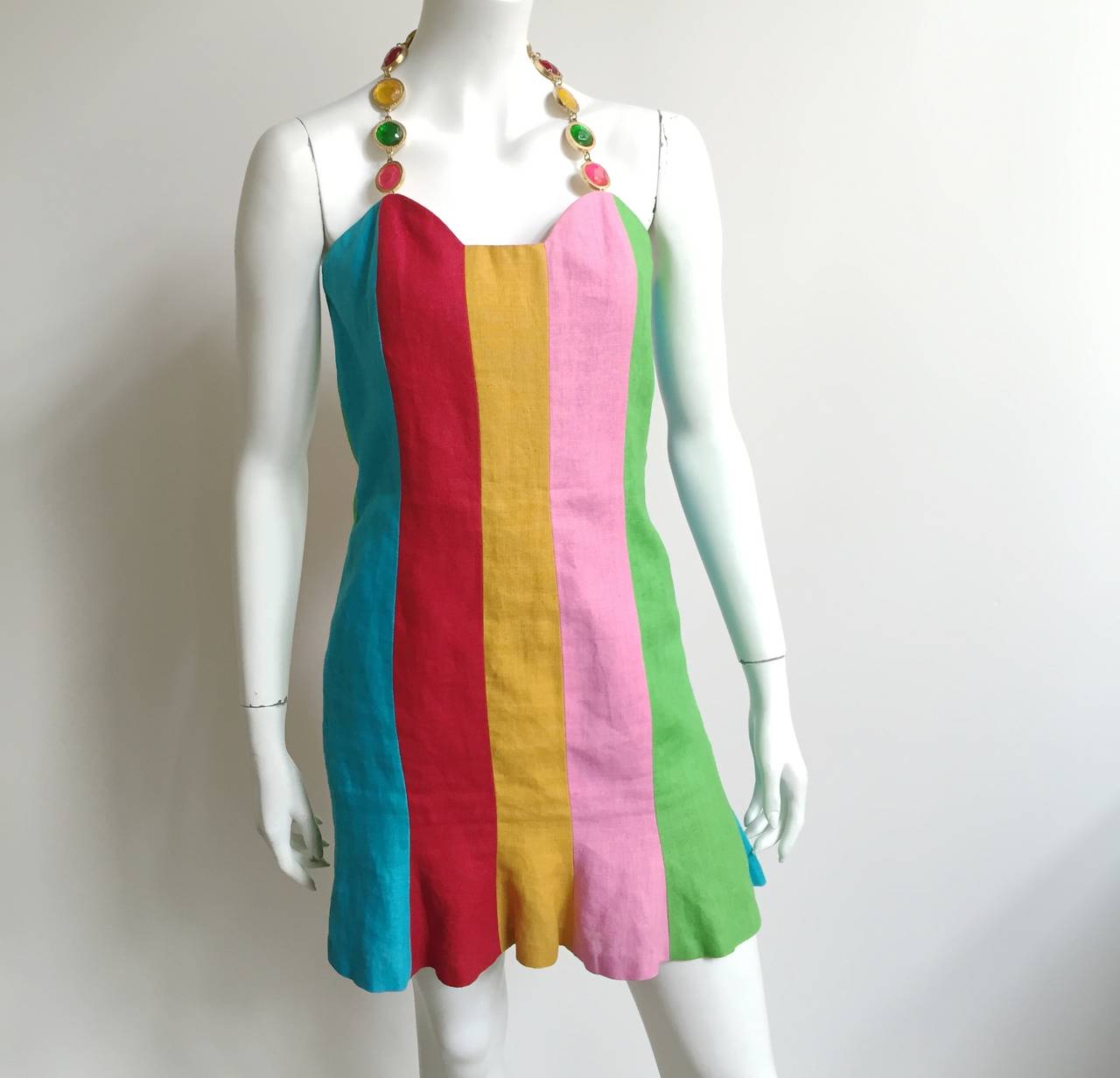Gemma Kahng 90s striped linen dress size 8. 5