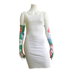 Retro Patrick Kelly Ribbed Cotton Dress with Gloves Size 4.
