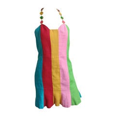 Gemma Kahng 90s striped linen dress size 8.