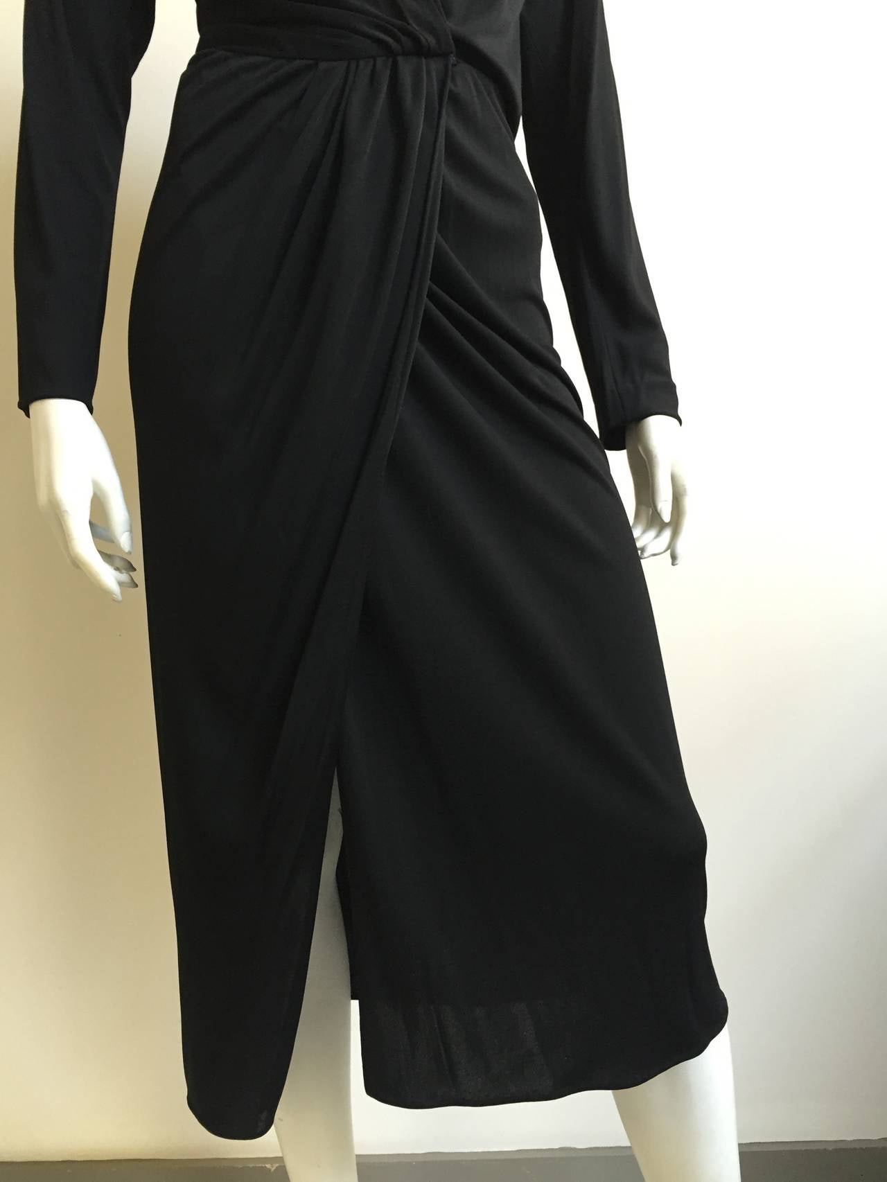 Halston 70s Black Wrap Dress size 4. In Good Condition In Atlanta, GA