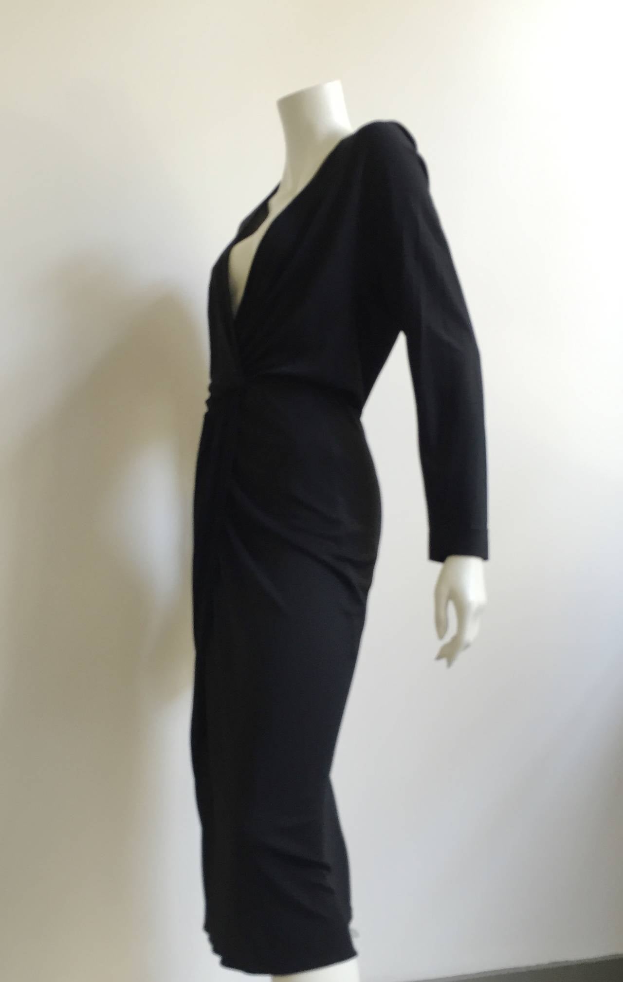Women's Halston 70s Black Wrap Dress size 4.