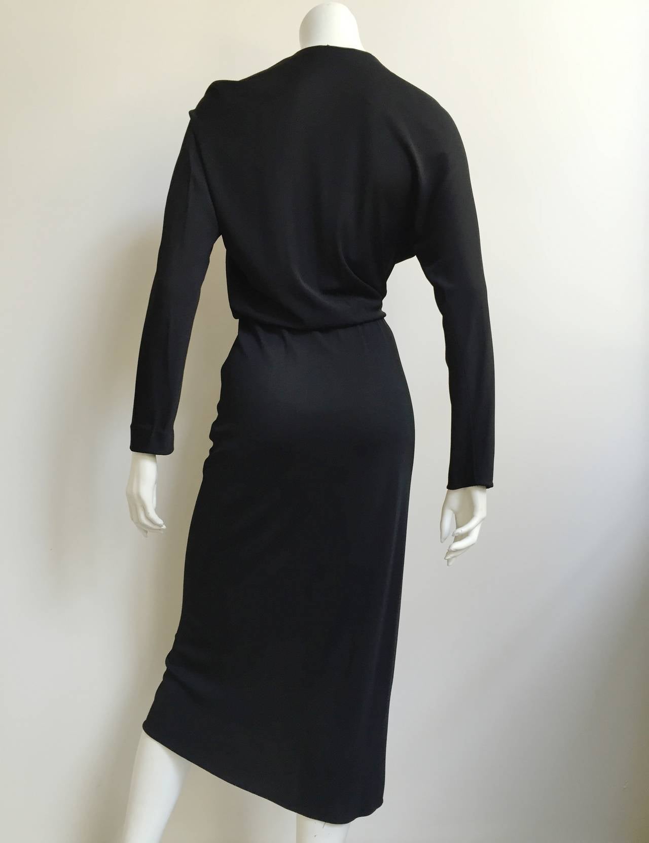 Halston 70s Black Wrap Dress size 4. 1
