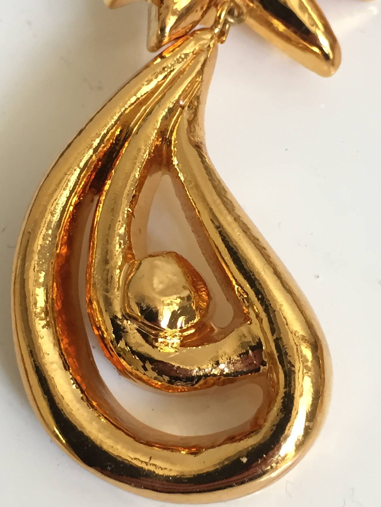 Christian Lacroix 1980s Whimsical Gold Clip on Earrings. For Sale 3