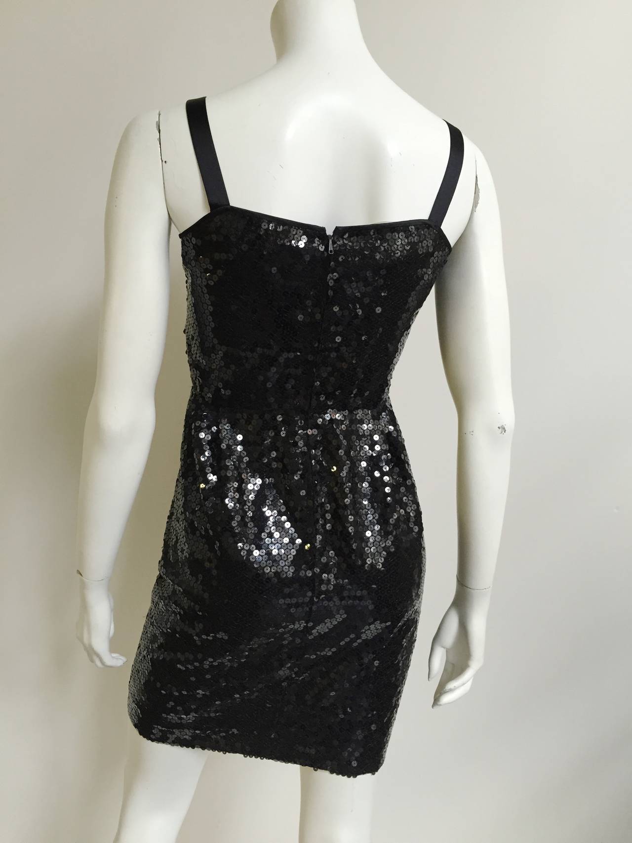 Laura Biagiotti 80s black sequin cocktail dress size 4. 3