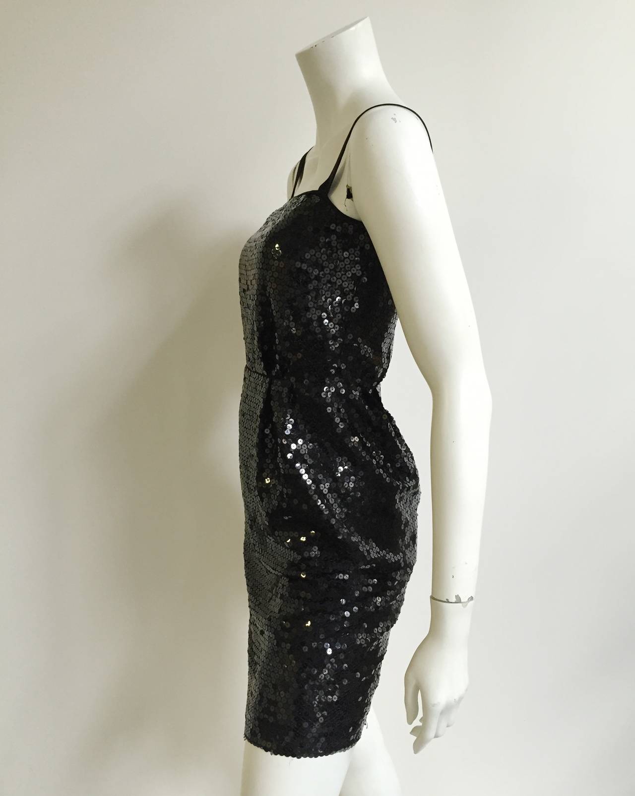 Laura Biagiotti 80s black sequin cocktail dress size 4. 5