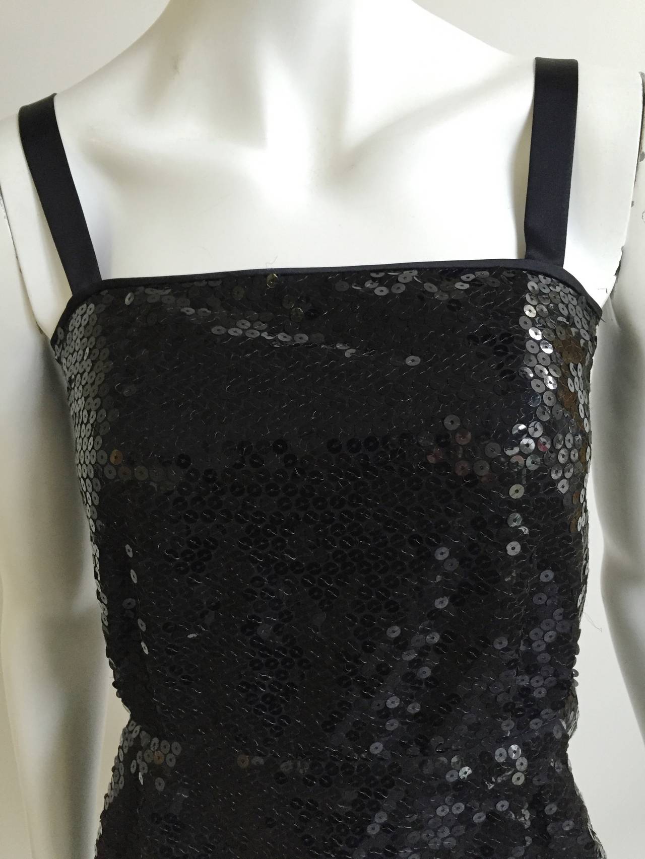 Laura Biagiotti 80s black sequin cocktail dress size 4. In Good Condition In Atlanta, GA