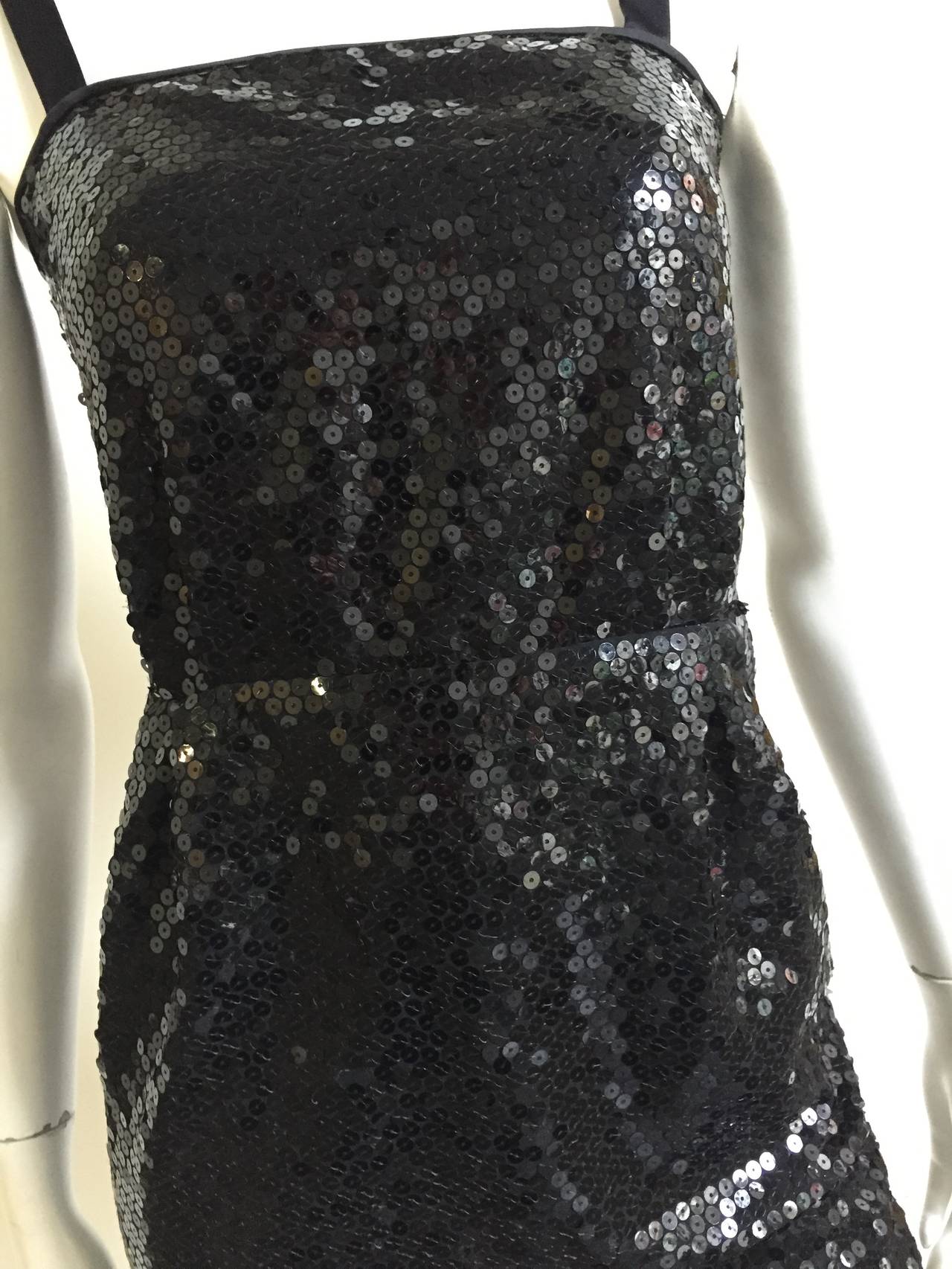 Women's Laura Biagiotti 80s black sequin cocktail dress size 4.