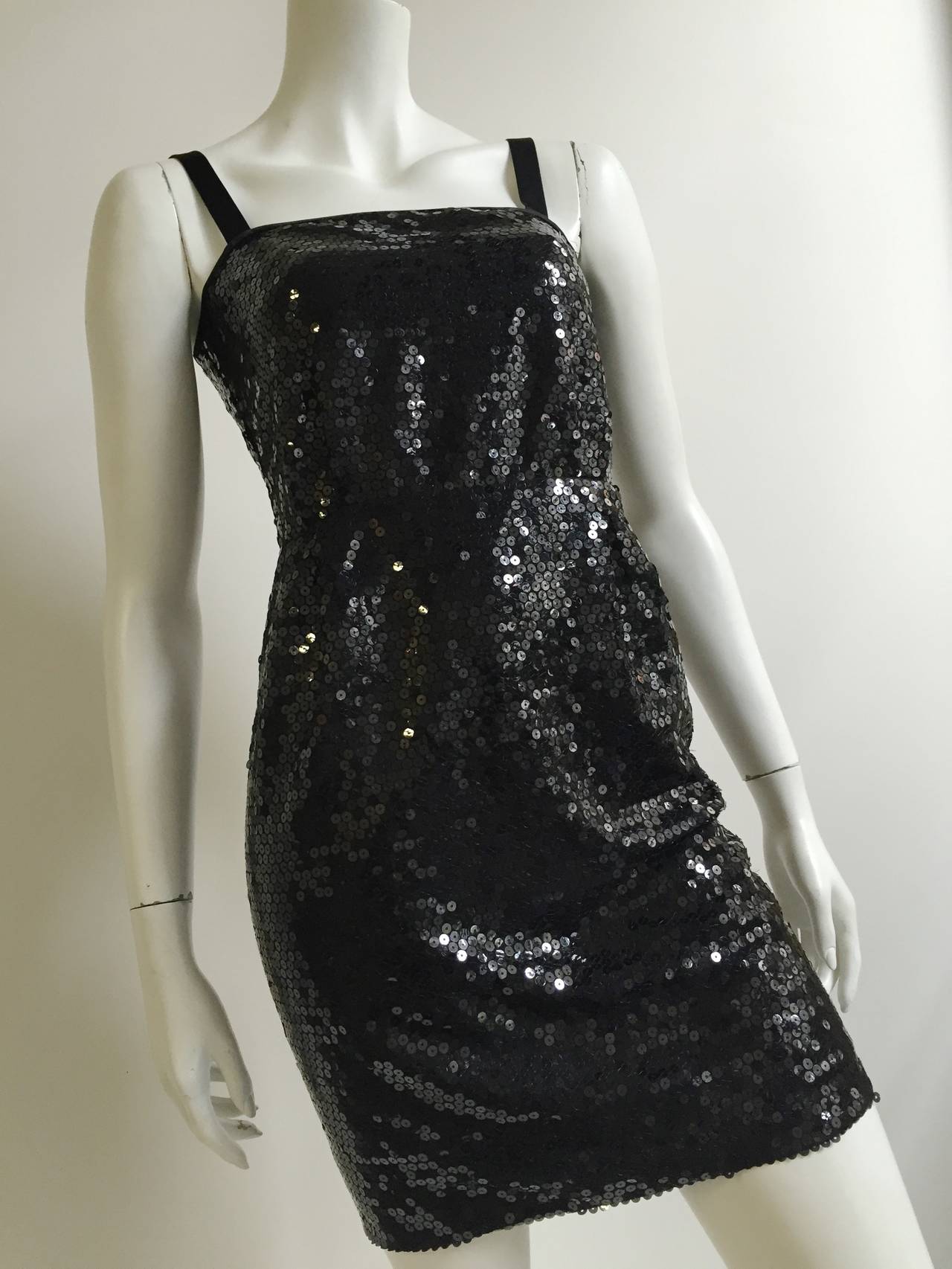 Laura Biagiotti 80s black sequin cocktail dress size 4. 1