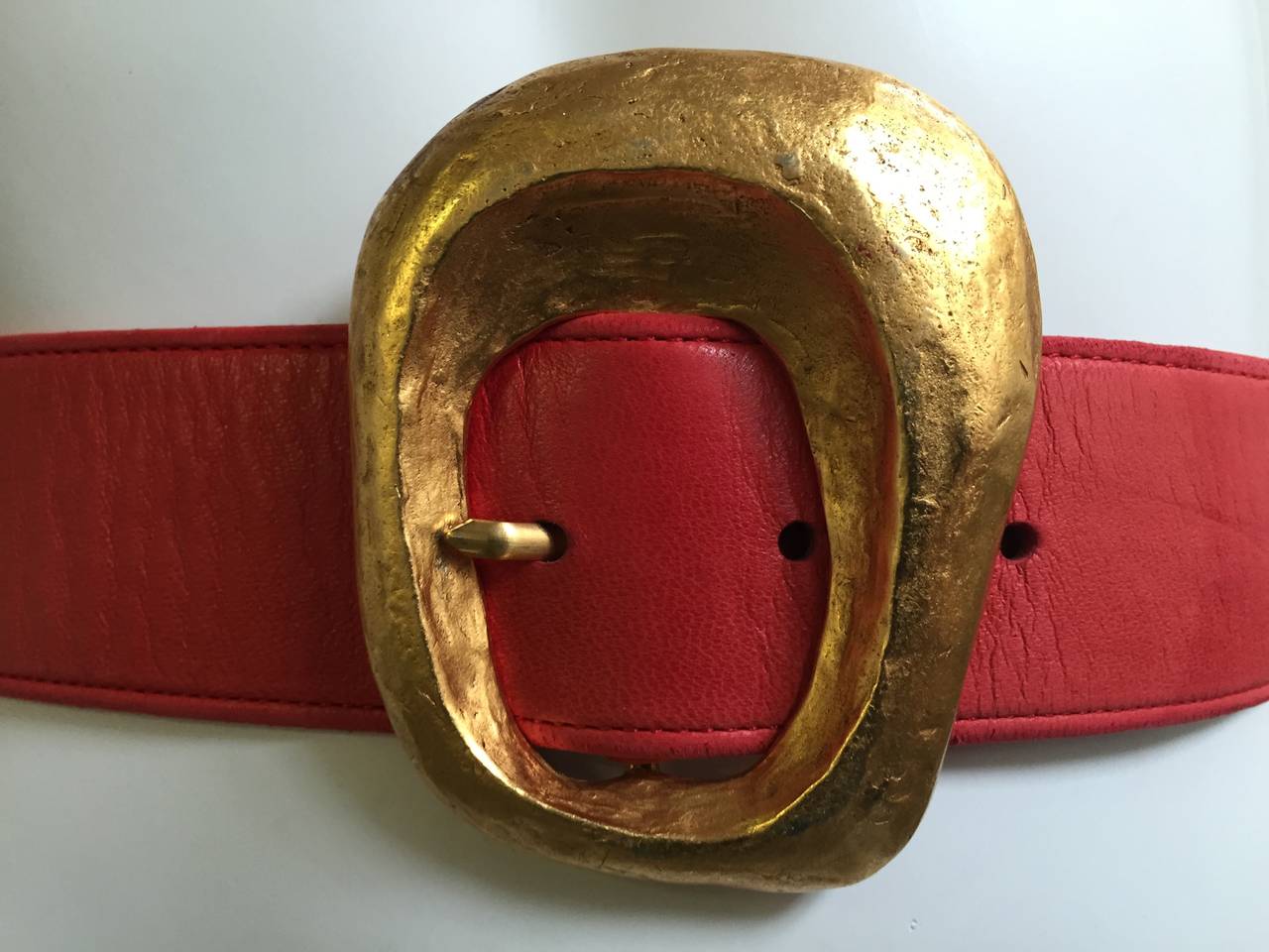 Brown Christian Lacroix 1980s coral leather belt size 4 / 6.