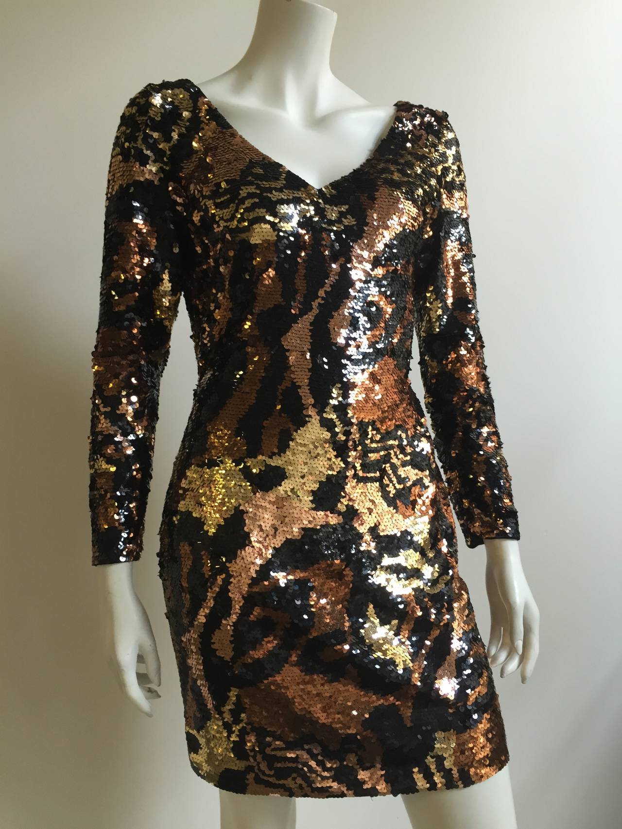 Oleg Cassini 80s  Sequin Evening  Dress  Size  6 For Sale  at 