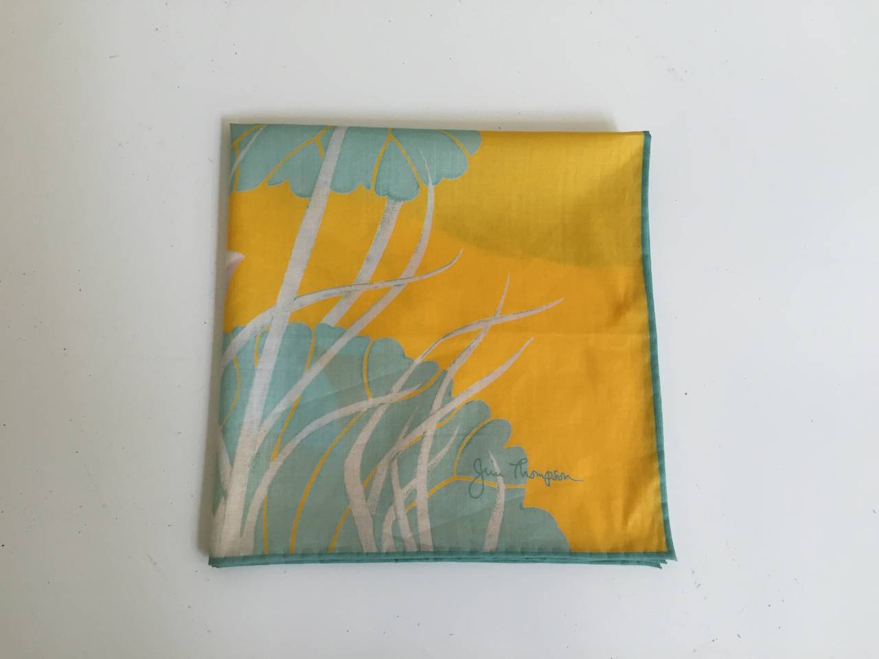 Jim Thompson 'Lotus' silk pocket square. For Sale 2